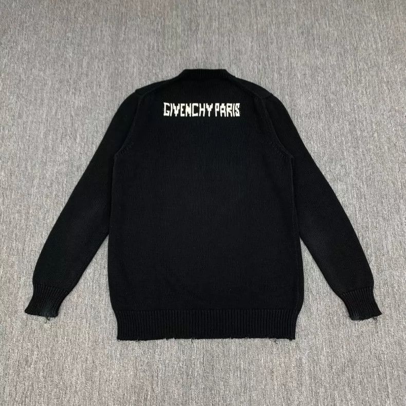 Givenchy Givenchy Black Destroyed Big Logo Knitwear Sweater Size US XL / EU 56 / 4 - 2 Thumbnail