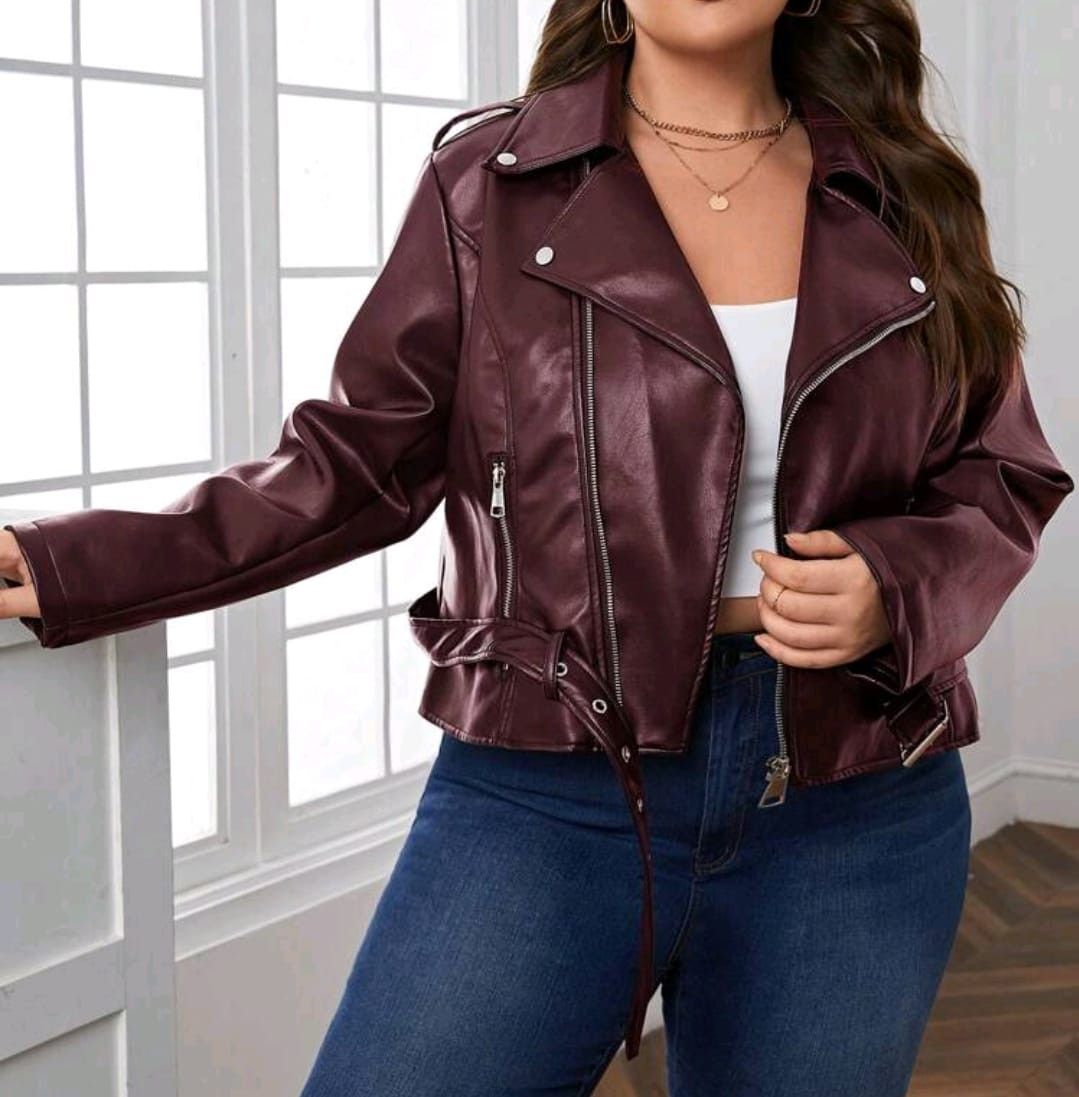 Other Women’s Burgundy Faux Leather Biker Jacket 🍷🔥 Size M / US 6-8 / IT 42-44 - 1 Thumbnail