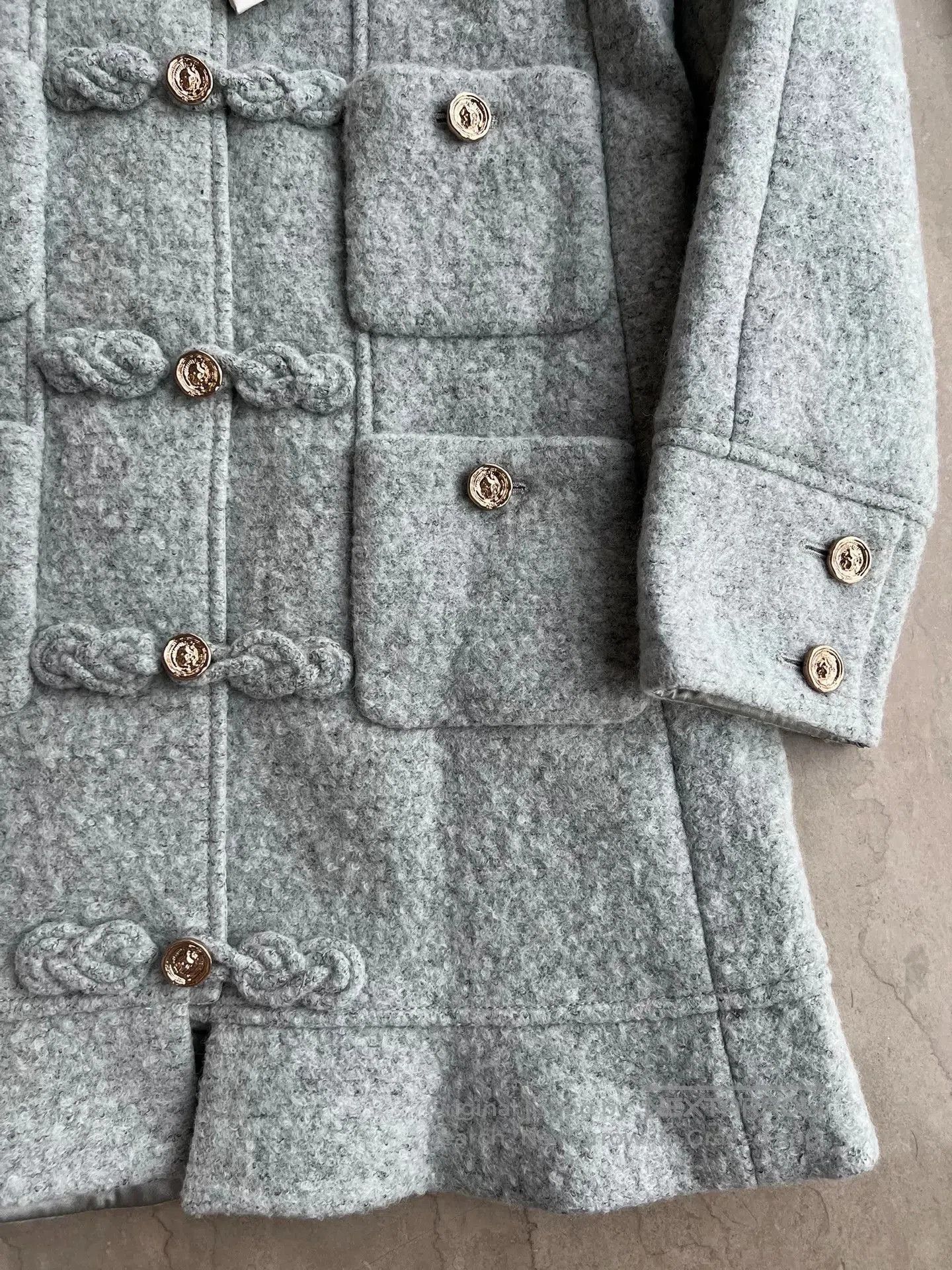 Chanel Chanel 25A Gray Hooded Coat with Frog Buttons. Size US M / EU 48-50 / 2 - 5 Thumbnail