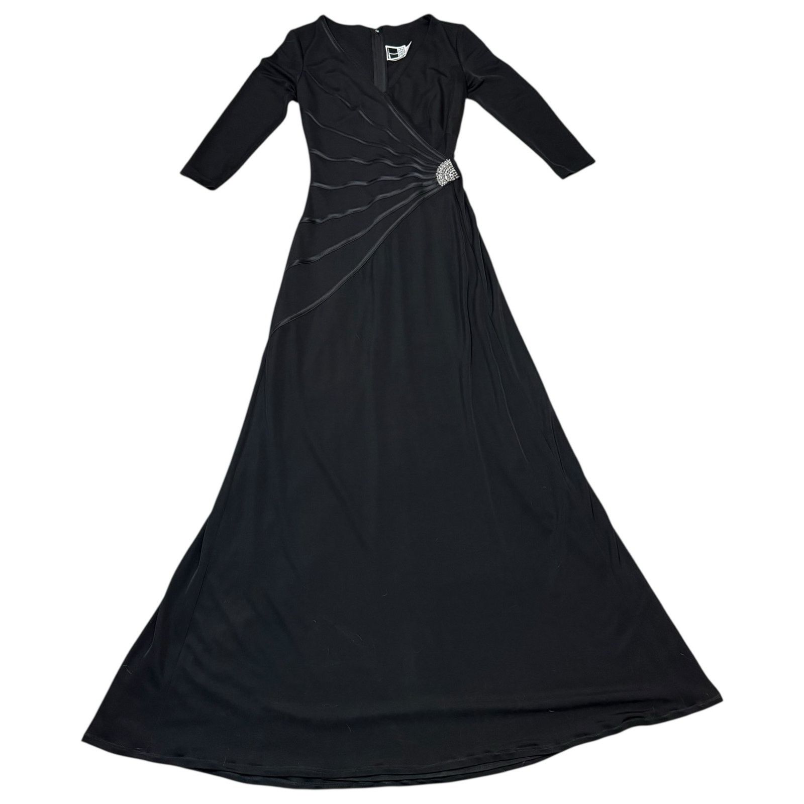 Vintage Tadashi Shoji Evening Gown Dress Beaded Black Small