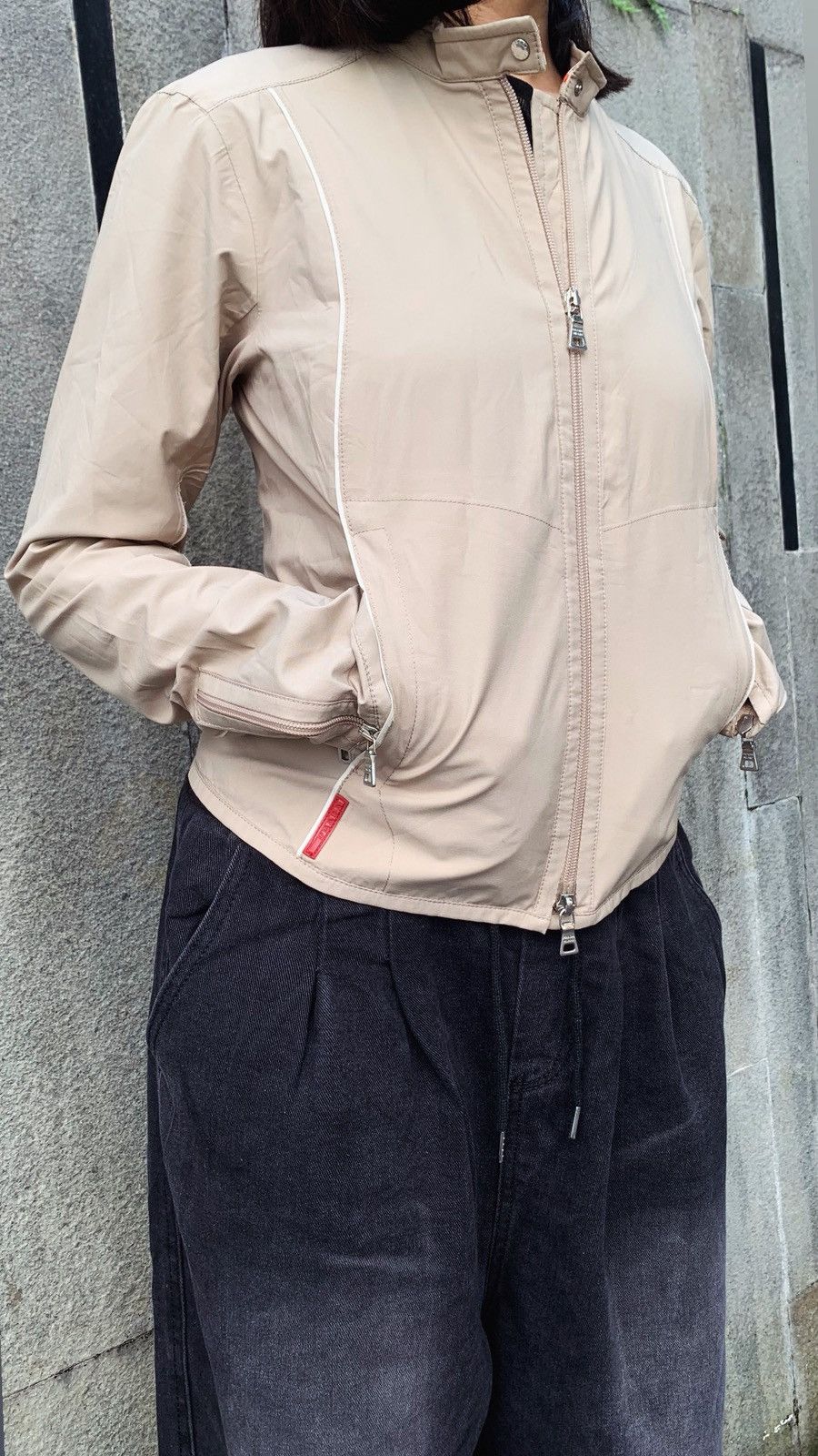 Prada 00’s Prada Sport Beige Nylon Biker Jacket Size M / US 6-8 / IT 42-44 - 12 Thumbnail