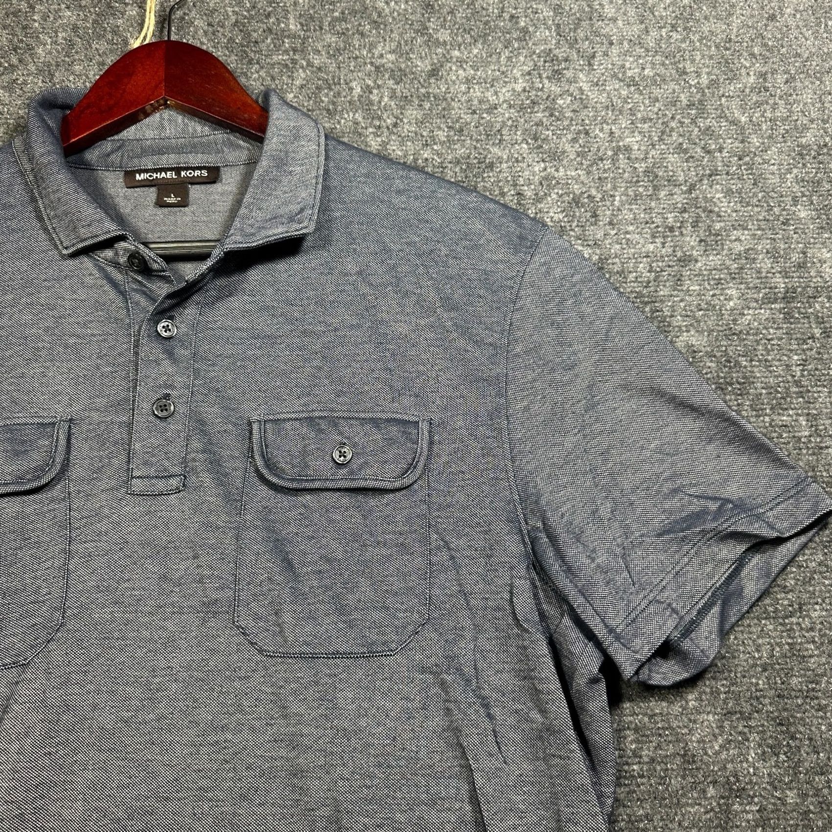 Michael Kors Michael Kors Polo Shirt Mens Large Blue Cotton Blend Short Sleeve Pockets Button Shirt Polo Blue Mens Large Size US L / EU 52-54 / 3 - 3 Thumbnail