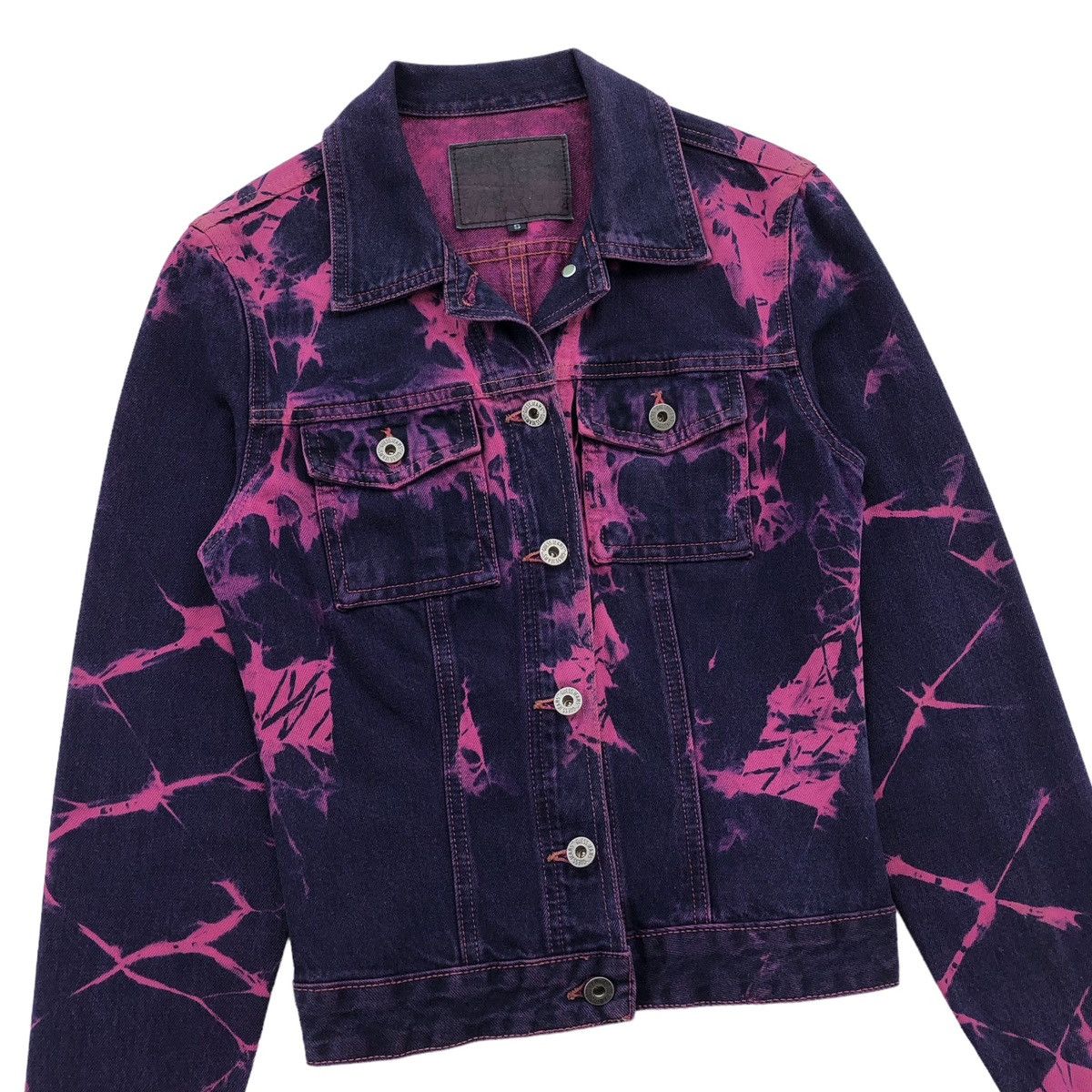 Guess Vintage Guess USA Purple Tie Dye Denim Jacket Made In USA Size S / US 4 / IT 40 - 7 Thumbnail