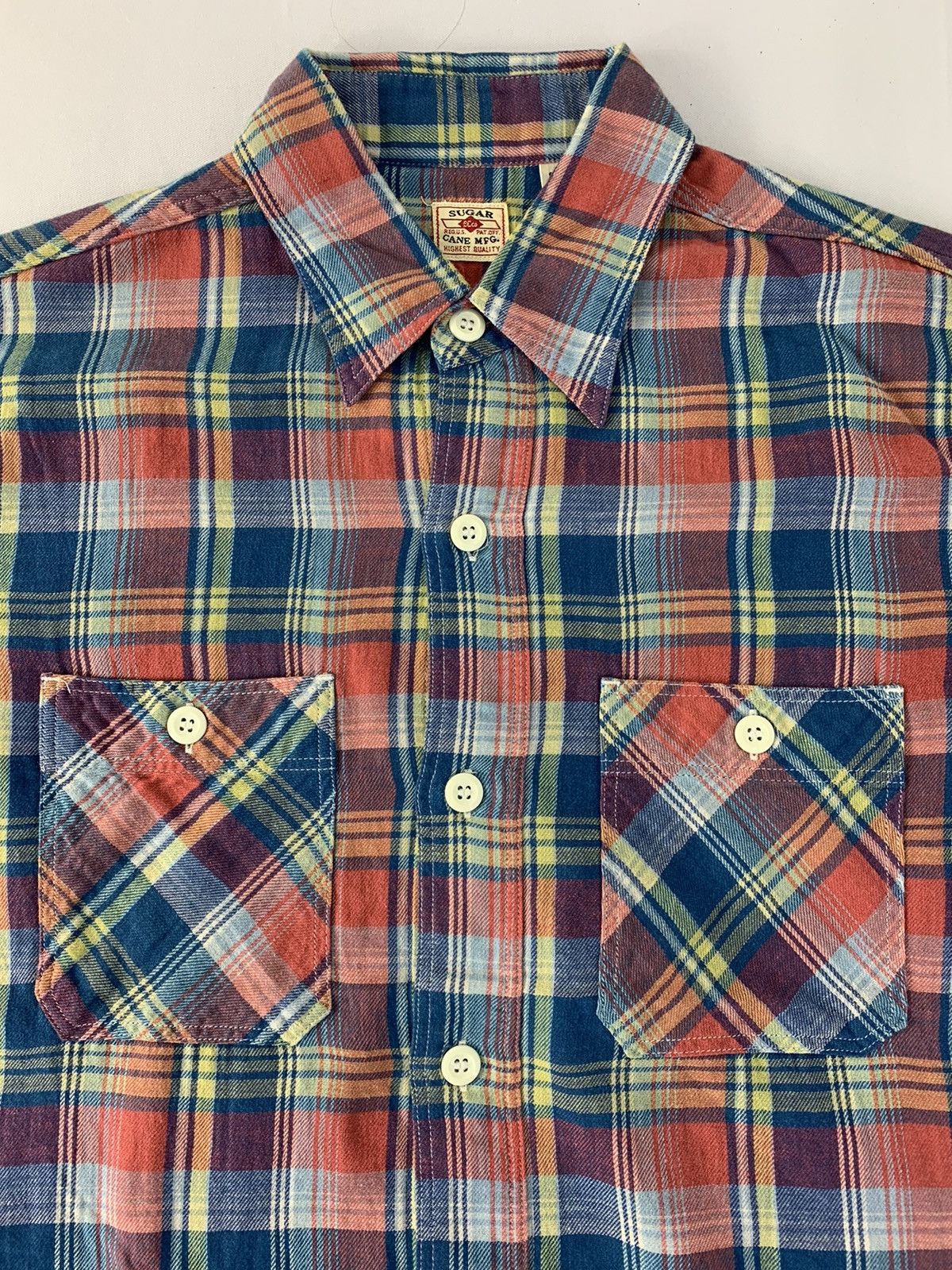 Sugar Cane × Sun Surf × Toyo Enterprises Vintage Sugar Cane Japan Plaid Check Flannel Double Pocket Size US S / EU 44-46 / 1 - 3 Thumbnail