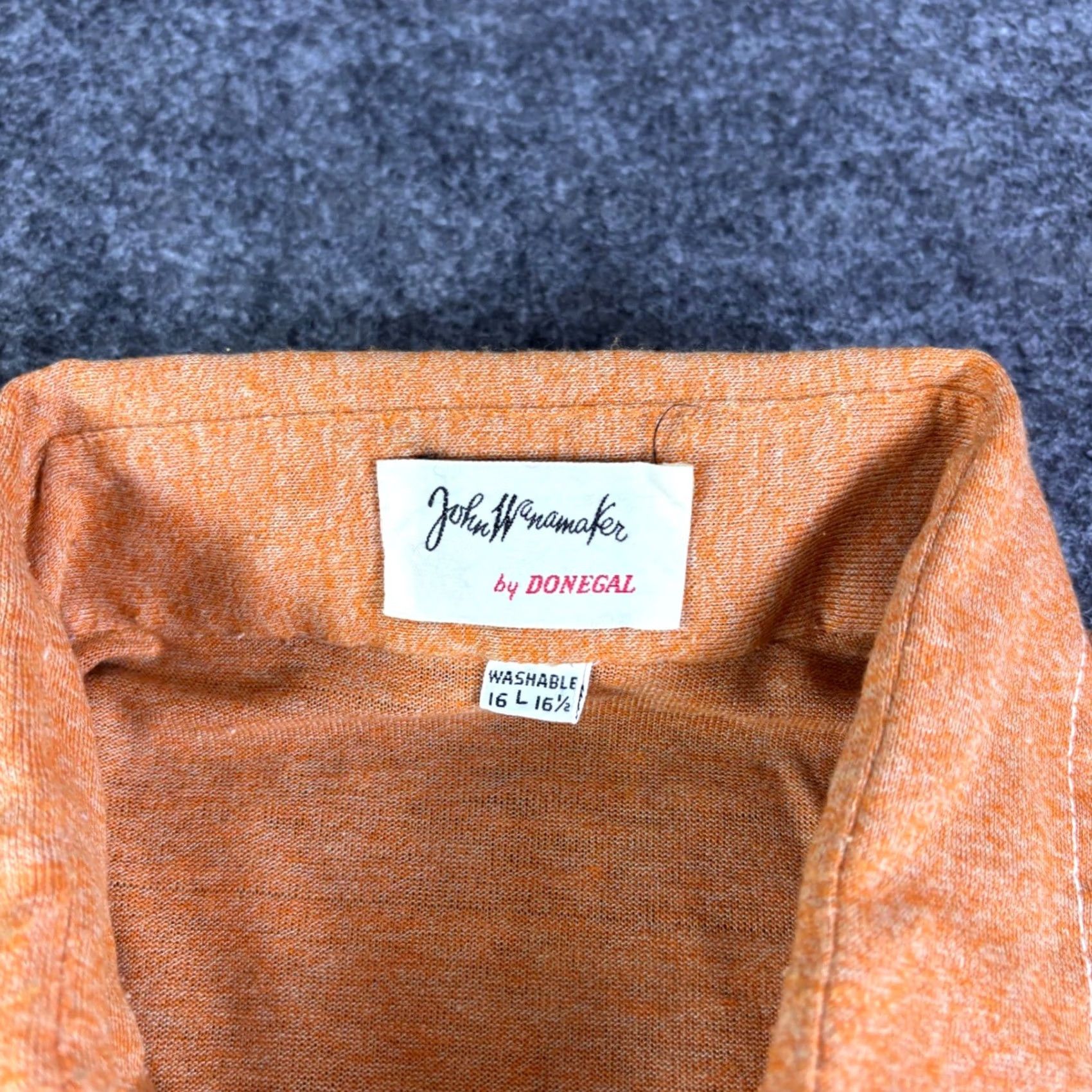 Vintage VINTAGE John Wanamaker by Donegal Mens Large Orange Knit Button Down Shirt Size US L / EU 52-54 / 3 - 5 Thumbnail