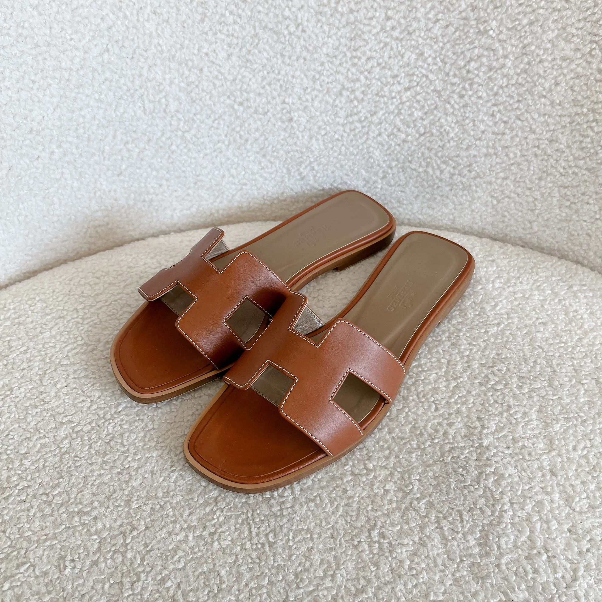 Hermes Hermes Oran Brown H Slipper 36 Size US 5 / IT 35 - 1 Thumbnail