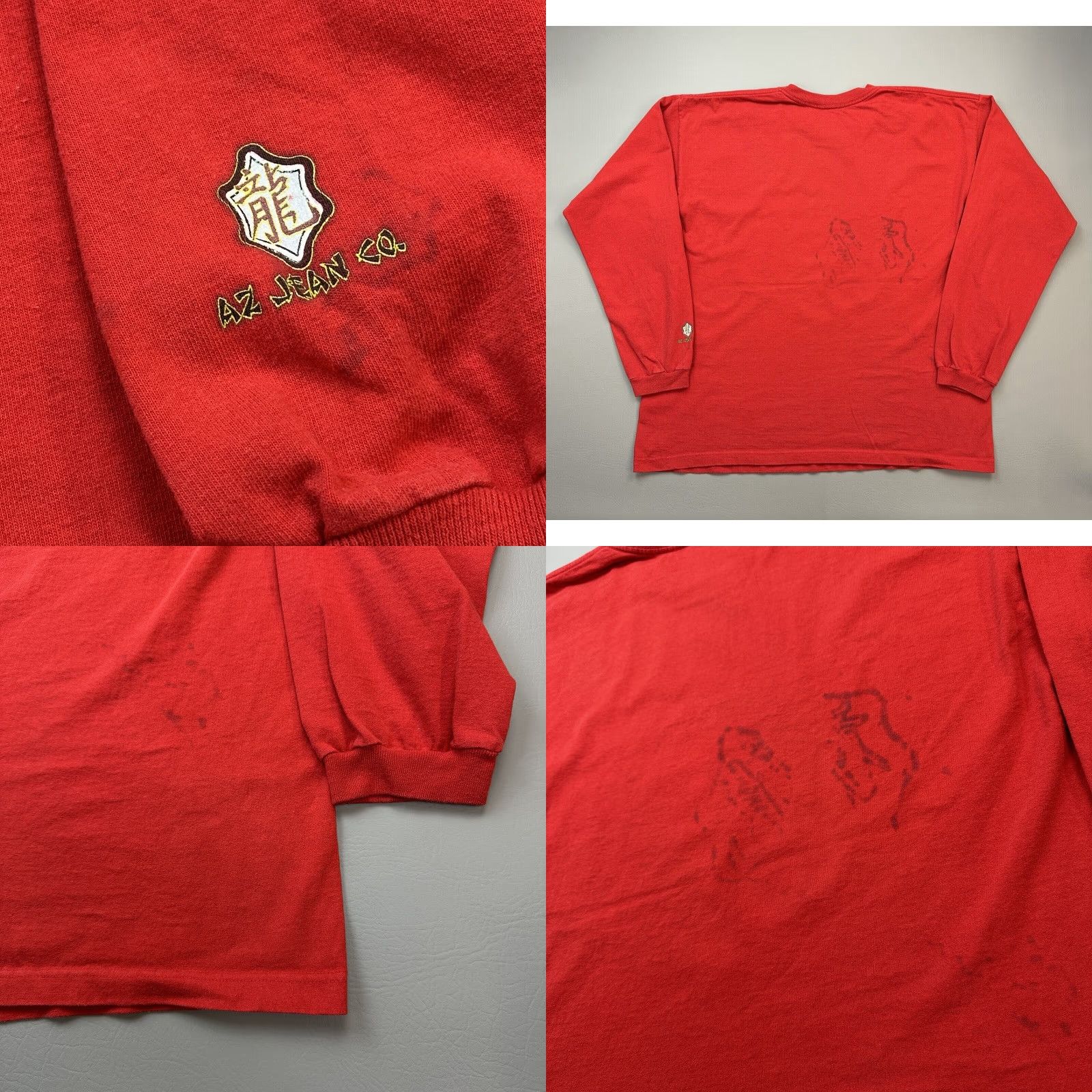 Vintage VINTAGE AZ Jeans Shirt Mens 3XL Red Dragon Kanji Long Sleeve Grunge Y2K Size US XXL / EU 58 / 5 - 8 Thumbnail