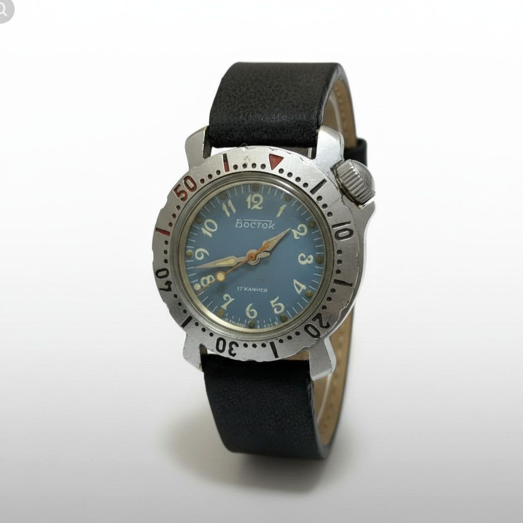 Vintage Vintage Mens Watch Vostok Komandirskie Small Blue Dial USSR Size ONE SIZE - 2 Thumbnail