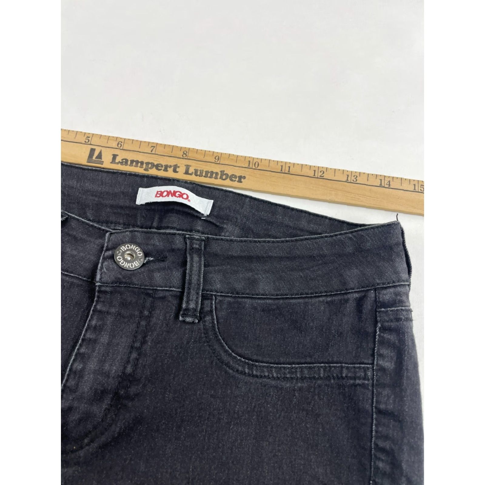 Vintage Bongo Jeans Women's Size 5 Black Denim Skinny Leg Pants Pockets Dark Wash Pocket Jeans Size 29" - 3 Thumbnail