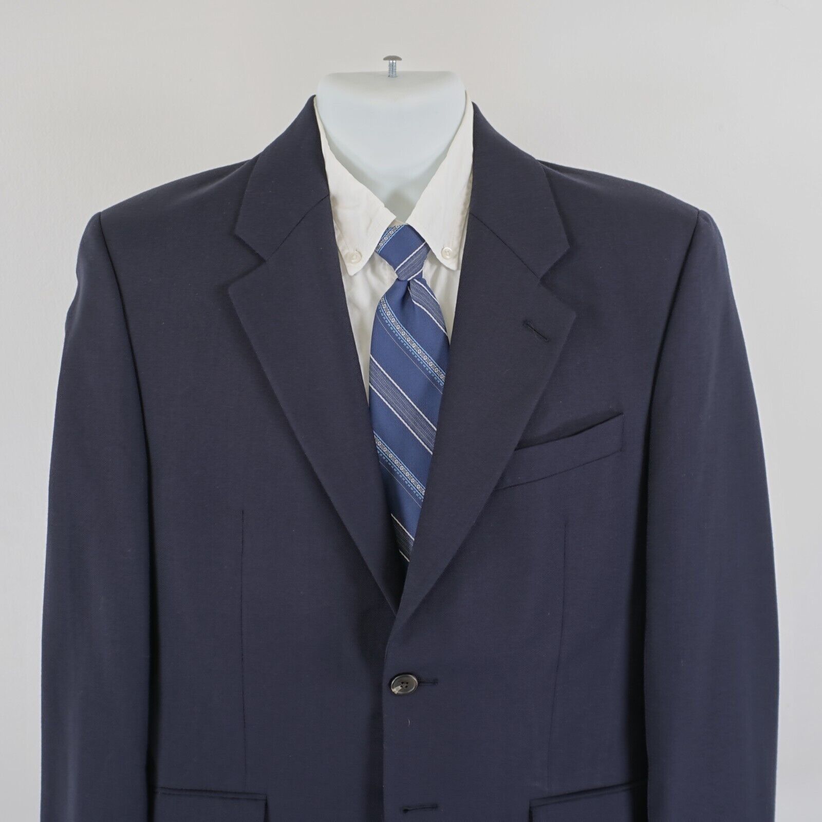 Lauren Ralph Lauren Wool Basketweave Blue Blazer 40R 2 Butto