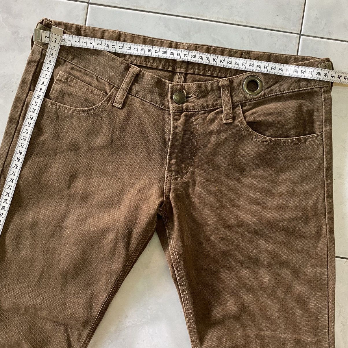 Le Grande Bleu (L.G.B.) L.G.B. Brown Canvas Pants Utility Cargo Pocket & Distress Size US 31 - 16 Thumbnail