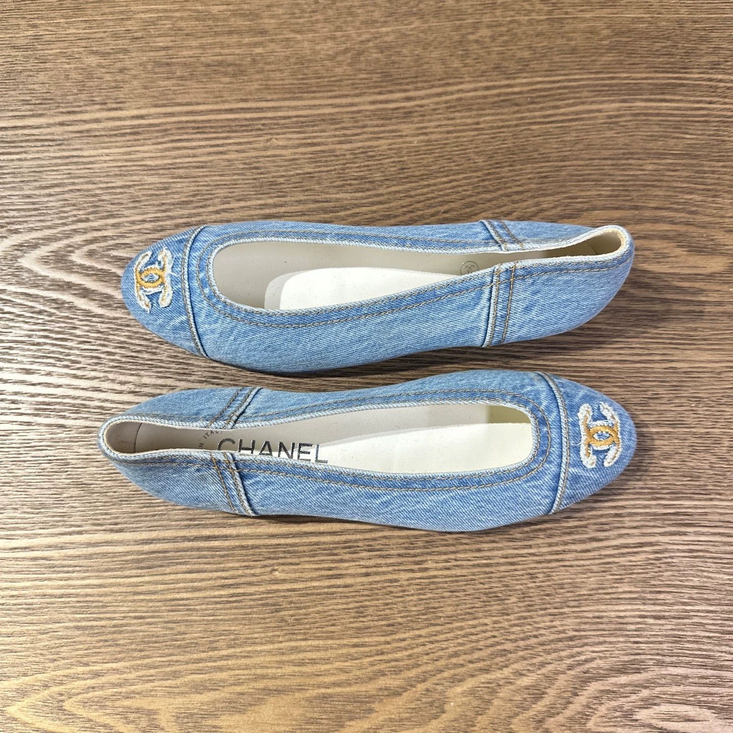 Chanel Chanel apr254 unused denim blue ballet flats 38 Size US 7.5 / IT 37.5 - 4 Thumbnail