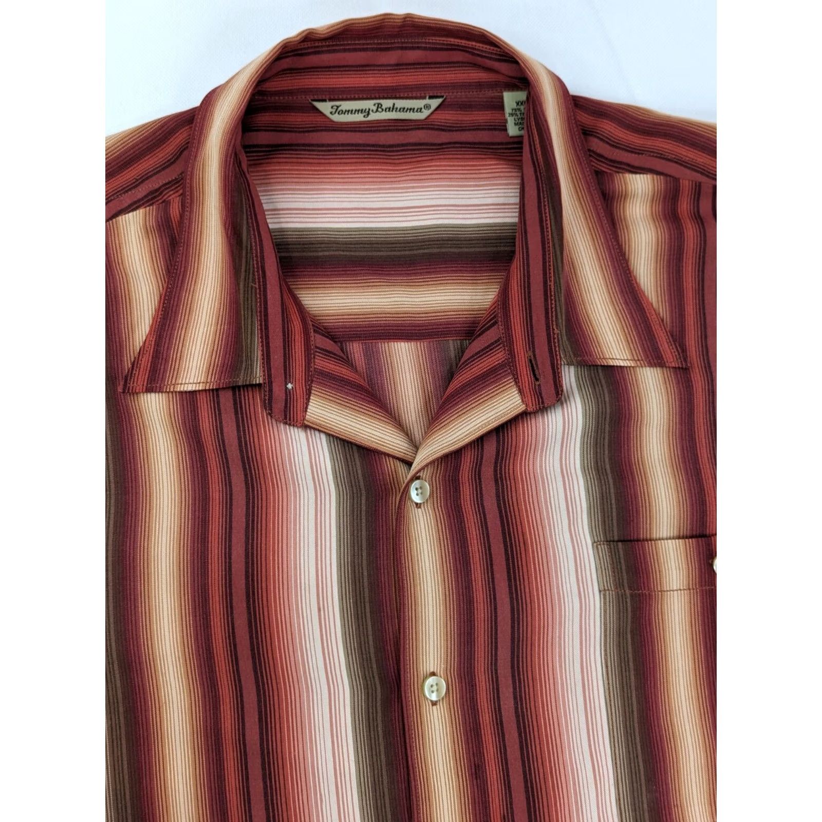 Tommy Bahama Tommy Bahama Shirt Striped Button-Up Men XXL Rust Orange Long Sleeve Silk Button-Down Size US XXL / EU 58 / 5 - 3 Thumbnail