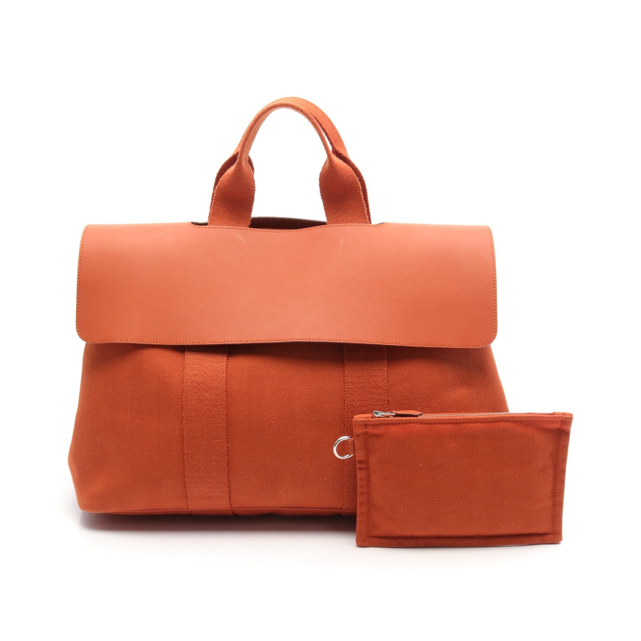 Hermes Hermes Valparaiso Mm Handbag Toile Chevron Leather Orange Silver Hardware □J Carved Stamp Size ONE SIZE - 1 Thumbnail