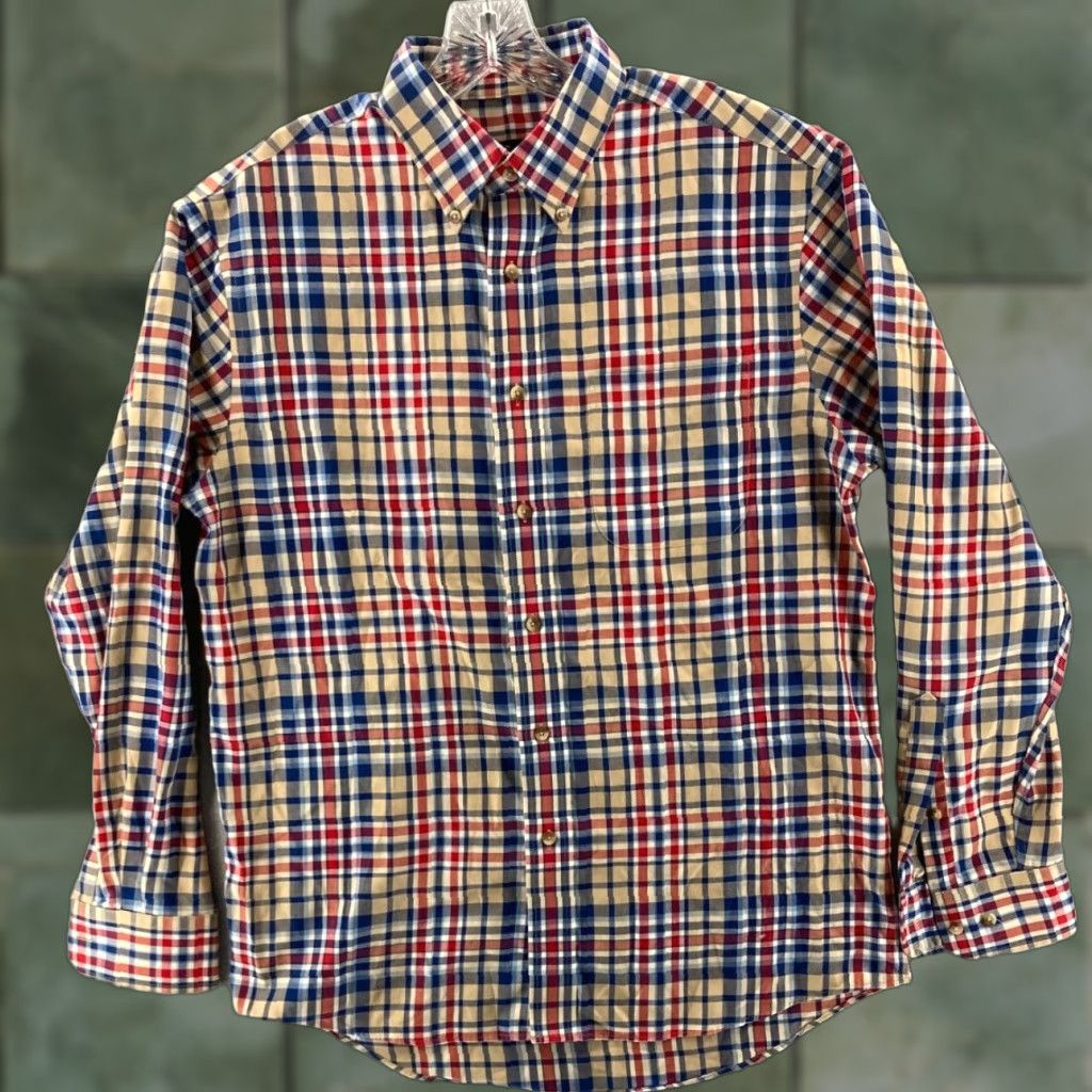 Jos. A. Bank Jos A Bank Shirt Mens Medium Tailored Fit Traveler Stripes Red Blue Size US M / EU 48-50 / 2 - 1 Thumbnail