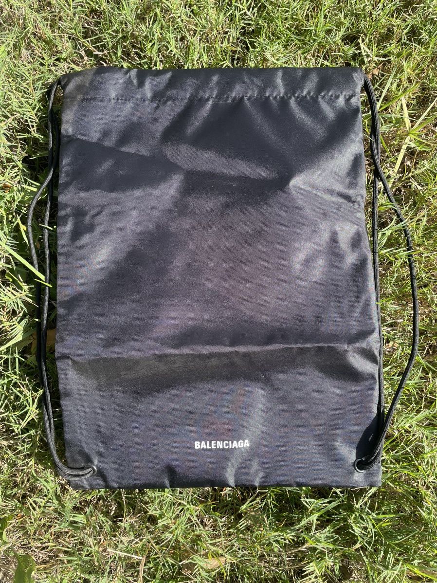 image of Black Balenciaga Drawstring Bag, Men's