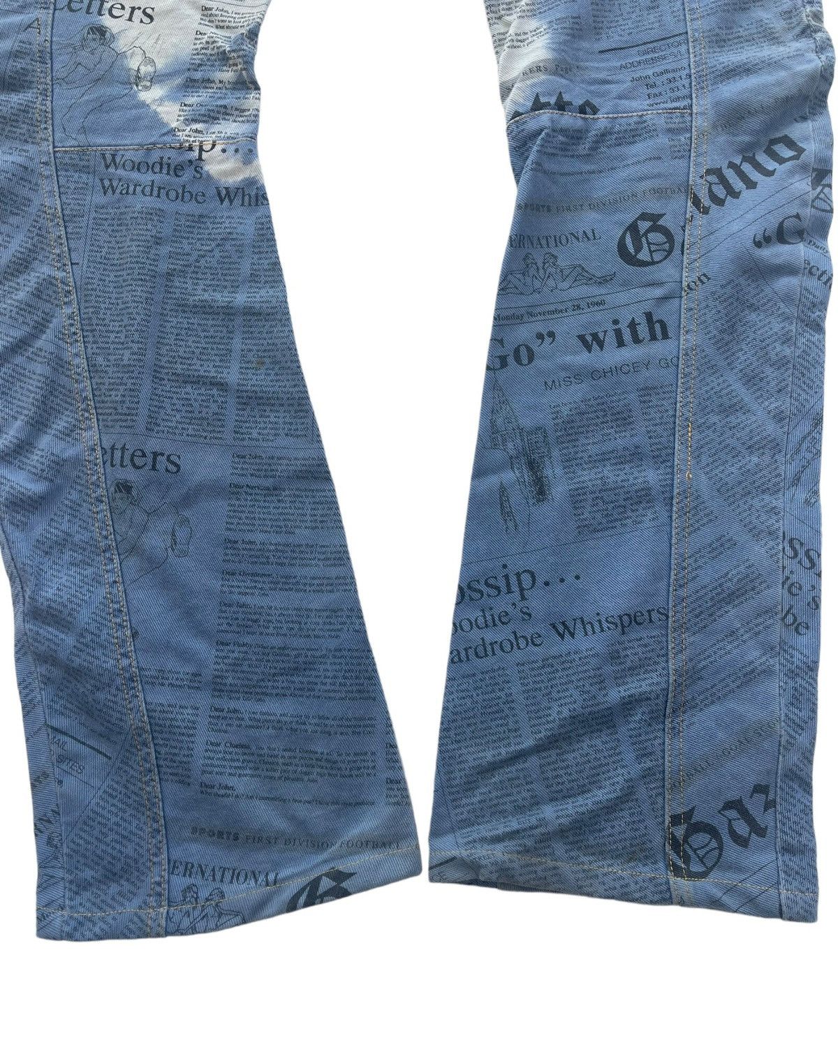 John Galliano SS2006 Runway Star Panel Gazette Newspaper J-Cut Denim Jeans Size US 34 / EU 50 - 11 Thumbnail