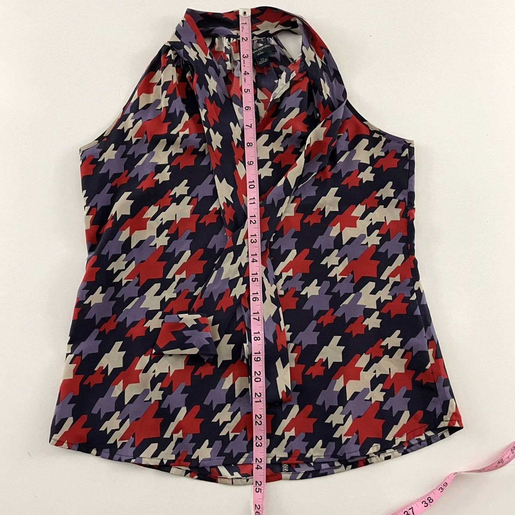 Banana Republic Banana Republic Geometric Print Sleeveless Top Women's Petite PS Purple Red Tank Shirt Size S / US 4 / IT 40 - 4 Thumbnail