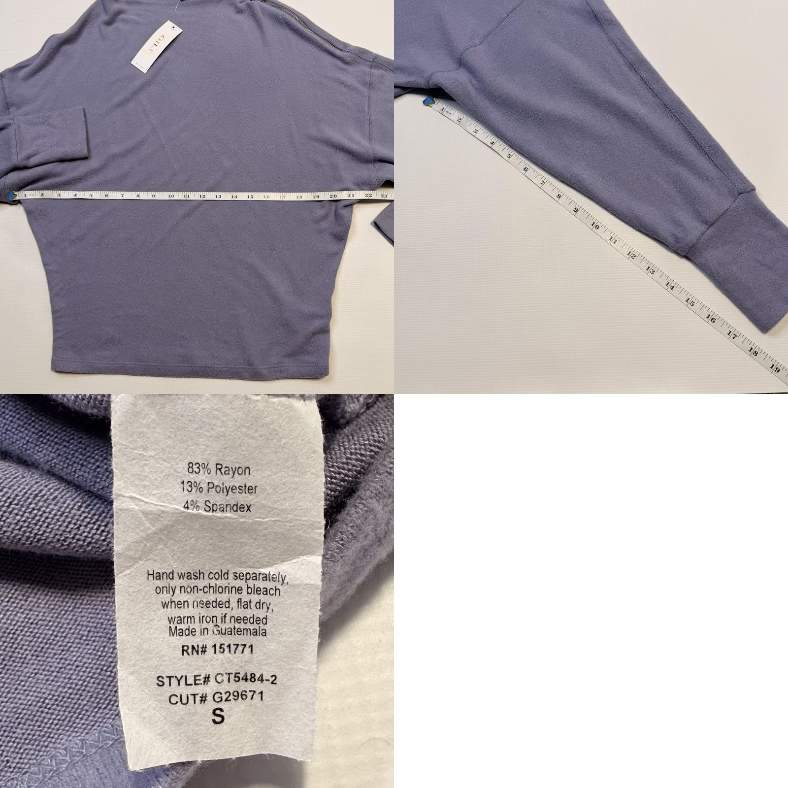 Vintage Gilli Sweater Womens Small Purple Boat Neck Dolman Sleeve Zipper Knit Pullover Size S / US 4 / IT 40 - 8 Thumbnail