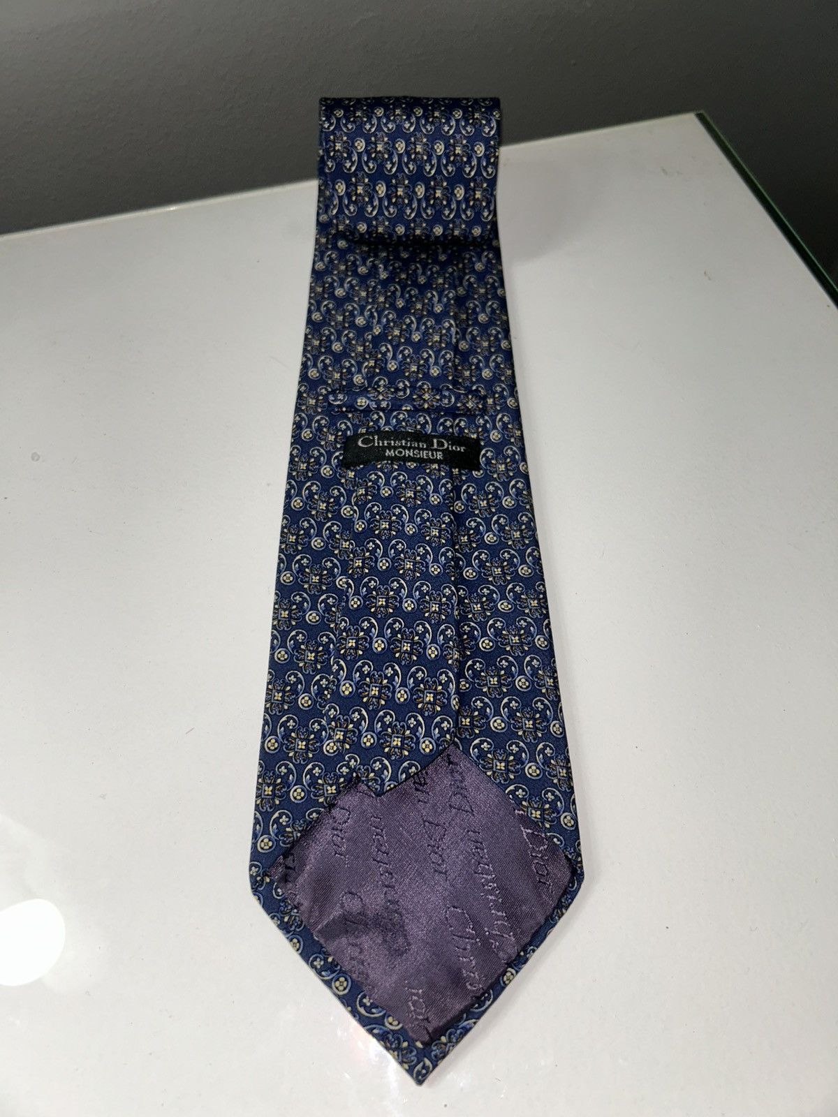 Christian Dior Monsieur Vintage Christian Dior Monsieur Blue Paisley Men's Silk Tie Size ONE SIZE - 9 Thumbnail