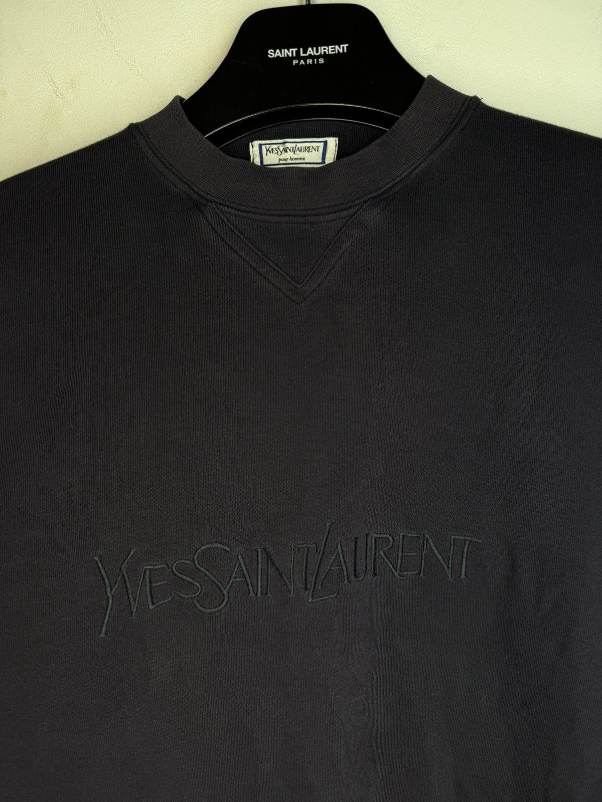 Yves Saint Laurent 90’s YSL Sweatshirt Big Logo YSL Sweater Navy Size US M / EU 48-50 / 2 - 3 Thumbnail