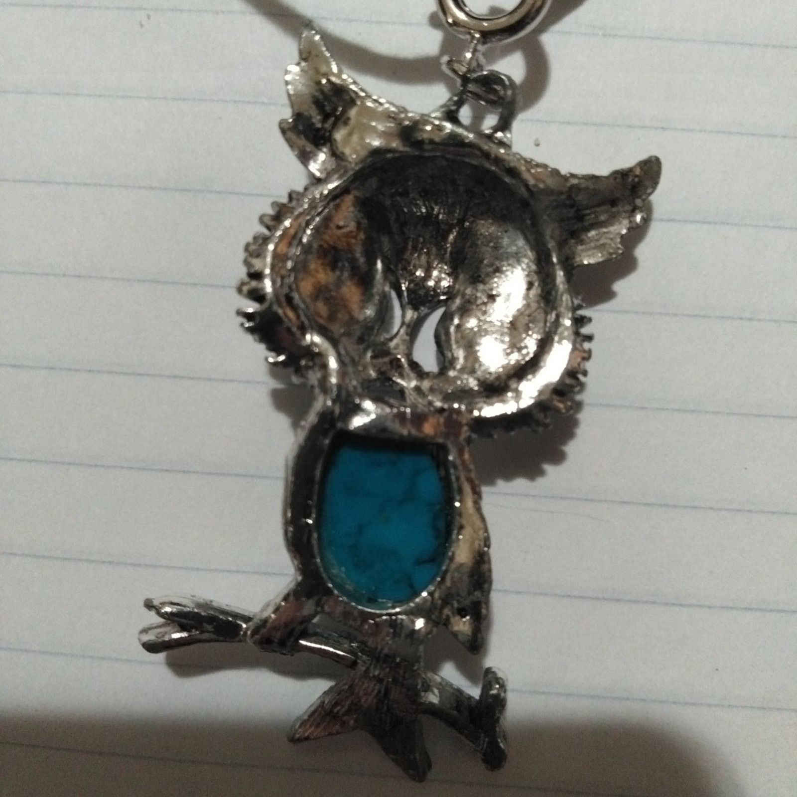 Other Vintage Blue Stone Silvertone Owl 22 Inch Corded Necklace Size ONE SIZE - 3 Thumbnail