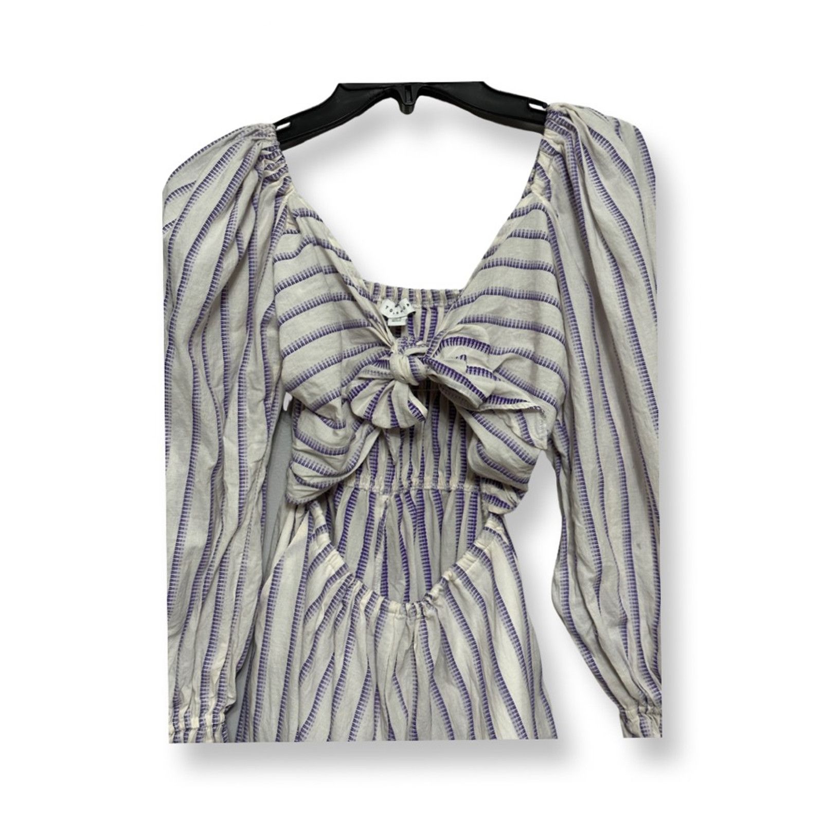 Topshop Topshop Purple Stripe Peasant Style Tie Front Romper Size 4 Size 27" / US 4 / IT 40 - 3 Thumbnail