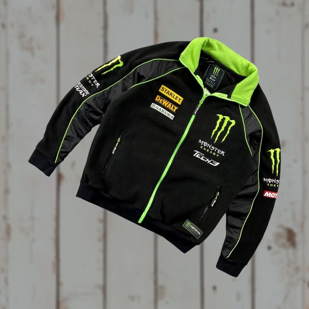Monster Energy TECH3 ジャケット S ブラック/グリーン Streetwear × Vintage Monster Energy Tech 3 Racing Fleece Jacket