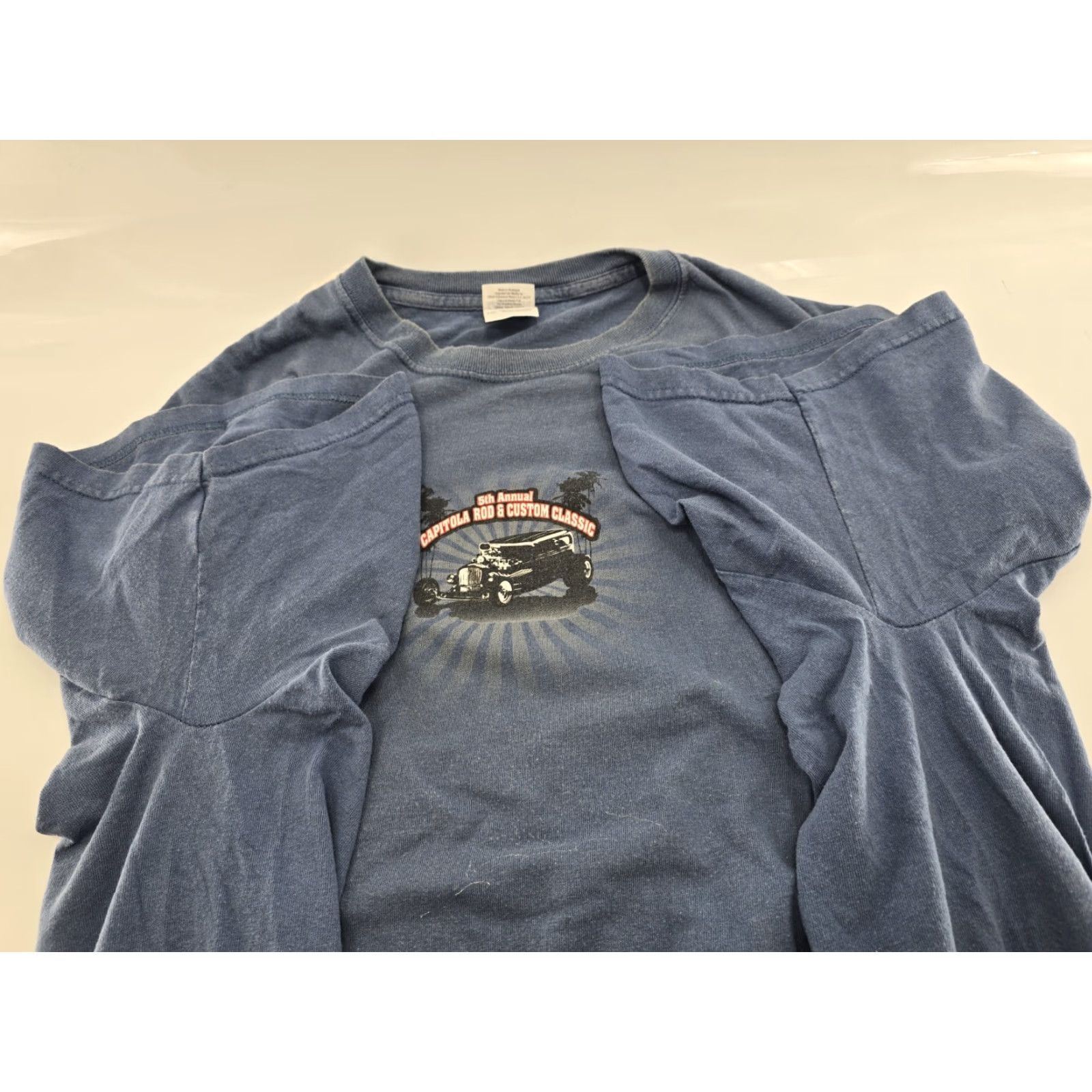 Vintage Vtg Capitola Rod & Custom Classic T Shirt 5th Annual Size 2XL Blue Front + Back Mens 90s N/A? Size US XXL / EU 58 / 5 - 3 Thumbnail