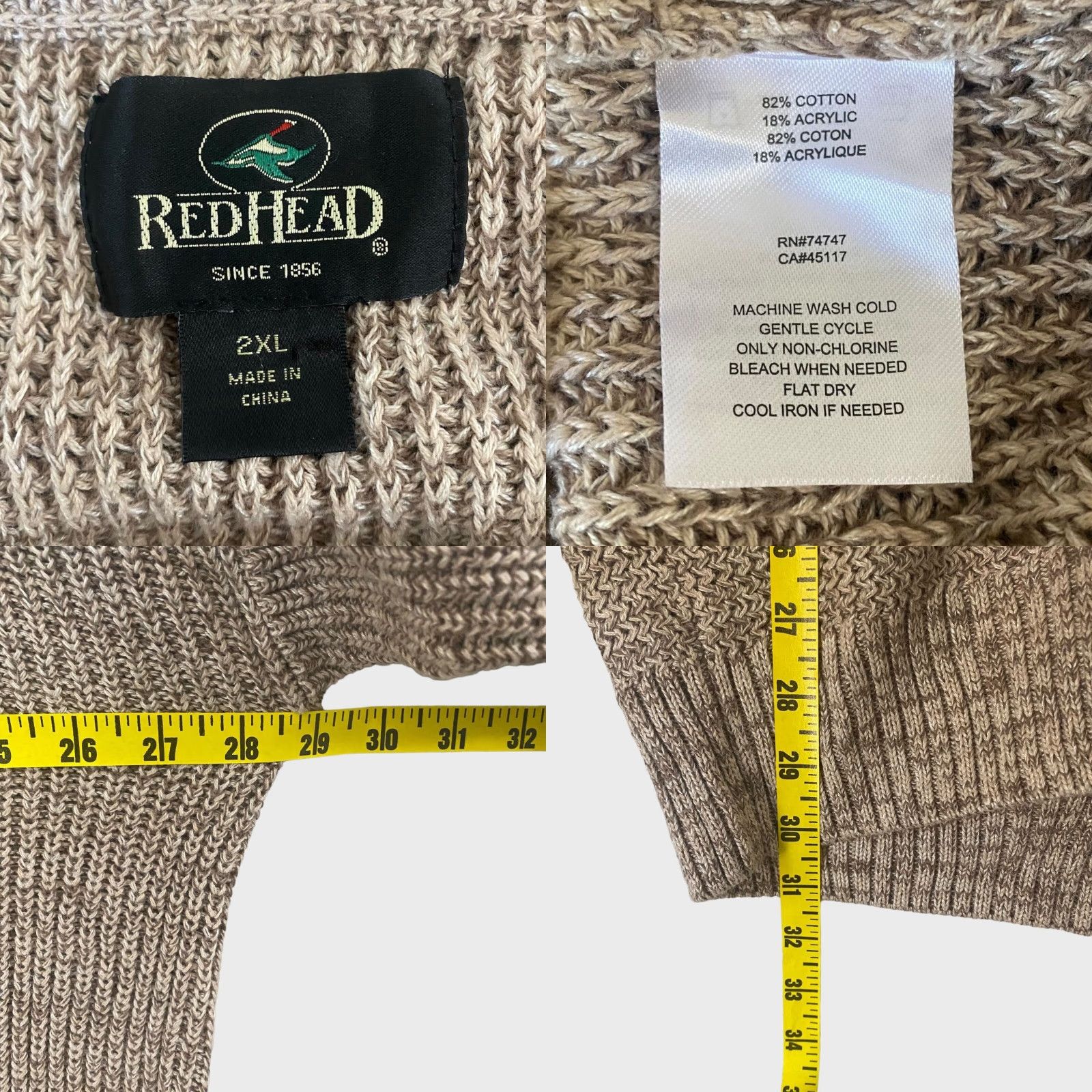 Vintage REDHEAD Knit Henley Sweater Men's XXL Brown Long-Sleeve Pullover Hiking Hunting Size US XXL / EU 58 / 5 - 8 Thumbnail