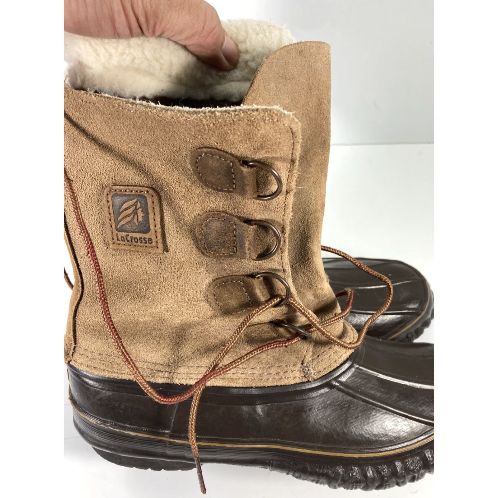 Vintage VINTAGE LaCrosse Duck Boots Men 9 Brown Leather Lace Up Removable Liner Steel Shank Snow Boot Leather Upper VTG Size US 9 / EU 42 - 7 Thumbnail