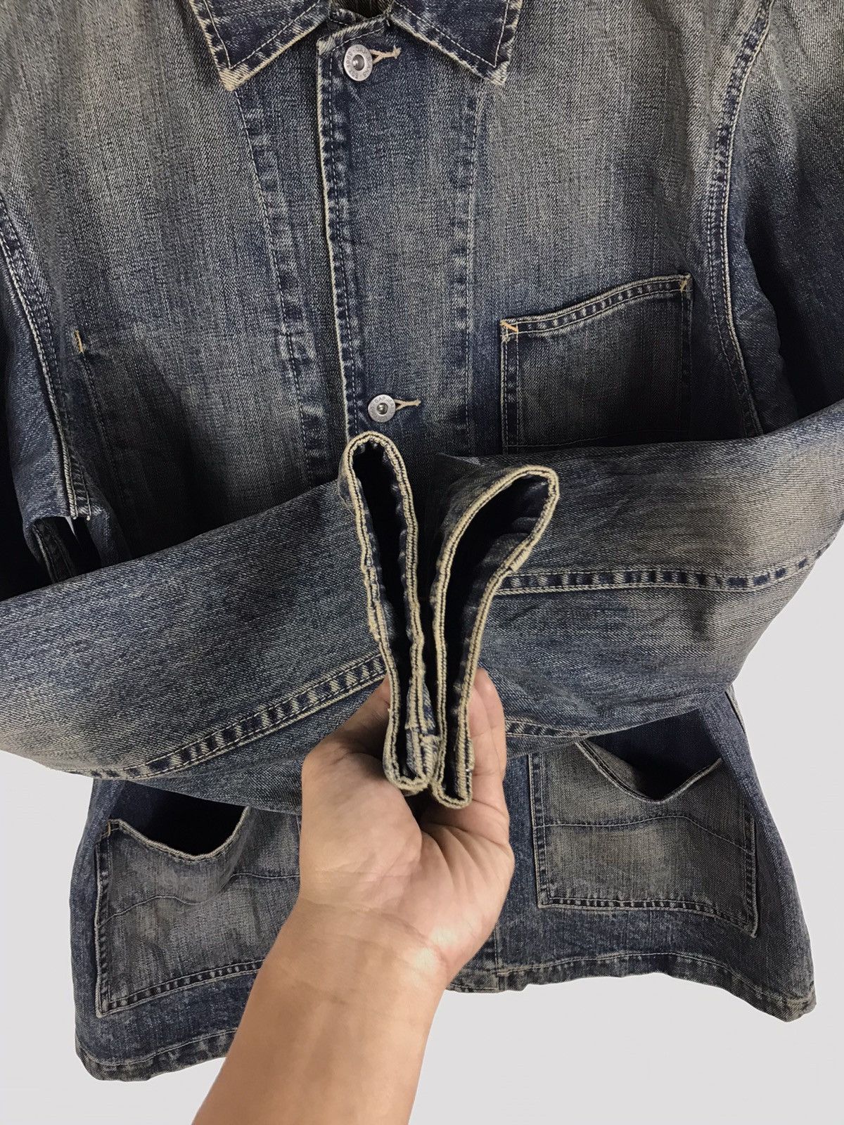 Gap × Vintage ⚡️Vintage Gap Denim Distressed Chore Workers Jacket Size US L / EU 52-54 / 3 - 8 Thumbnail