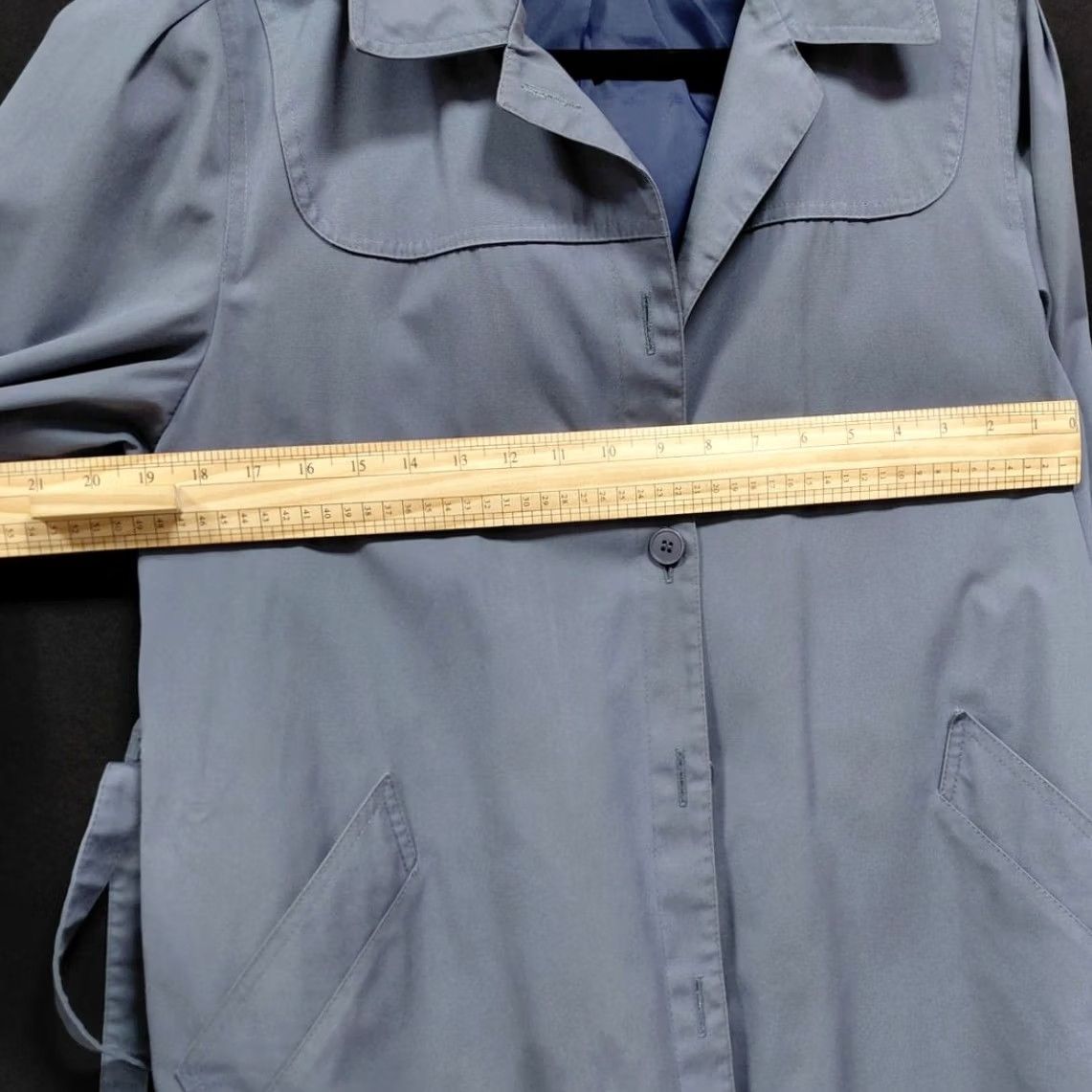 London Fog VINTAGE? No. London Fog Hooded Trench Coat Blue Solid Long Sleeve Petites 8 Womens Coat Size M / US 6-8 / IT 42-44 - 4 Thumbnail