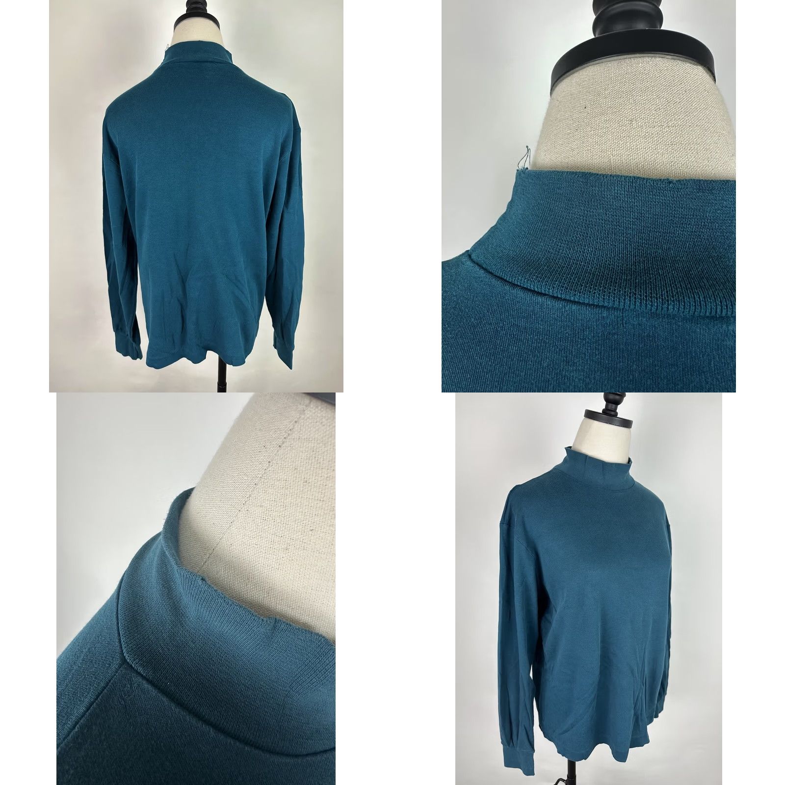 Lands' End VINTAGE Lands' End Mock Neck Shirt Womens Large Blue 90s Distressed Bohemian Grunge Casual Womens Size L / US 10 / IT 46 - 8 Thumbnail