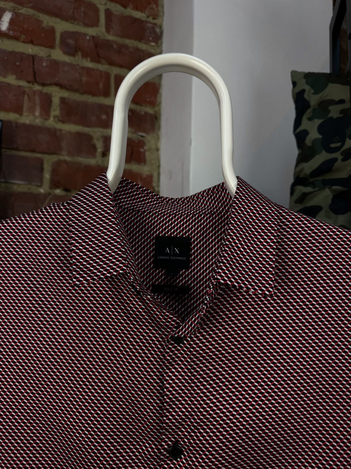 Armani Exchange × Designer ARMANI Exchange Printed Geometric Red Casual Shirt Size US M / EU 48-50 / 2 - 10 Thumbnail
