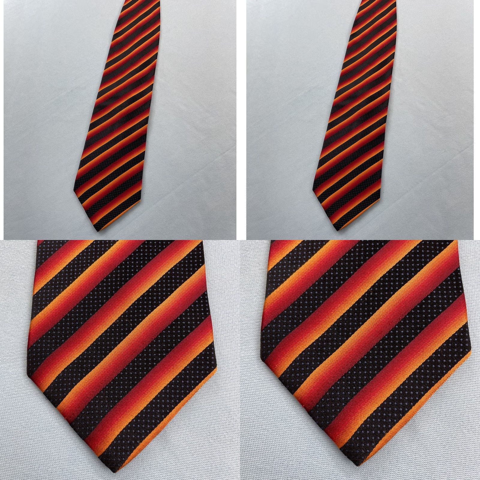 Vintage VINTAGE Pavone Silk Tie Black Red Orange Stripe 59" Wide 4x59 Italy Handmade Men Tie Spun Silk Capsule Size ONE SIZE - 8 Thumbnail