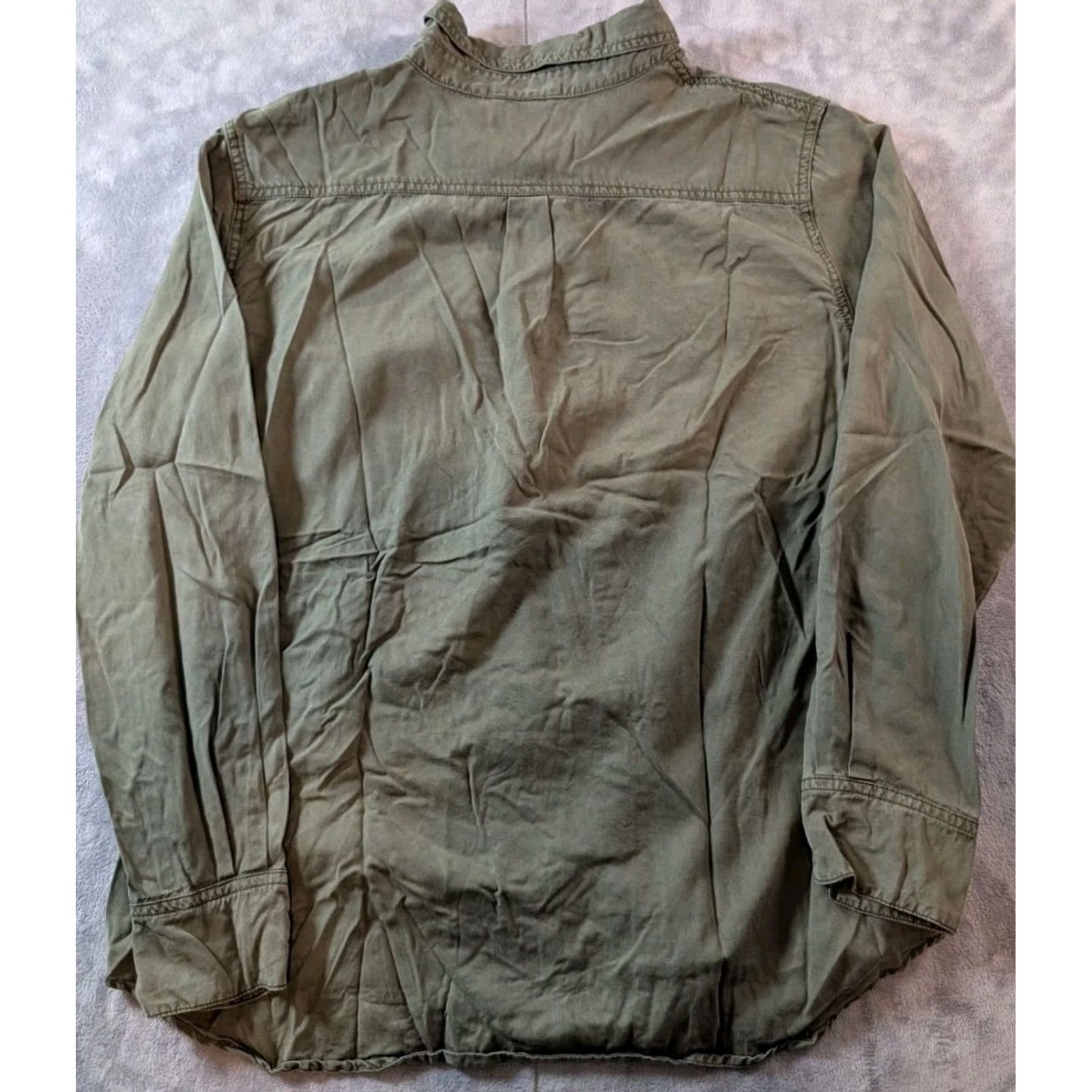 Buffalo David Bitton Buffalo David Bitton Button-Up Shirt Mens XL Lyocell Green Military Pockets Canvas Slim Casual Size US XL / EU 56 / 4 - 6 Thumbnail