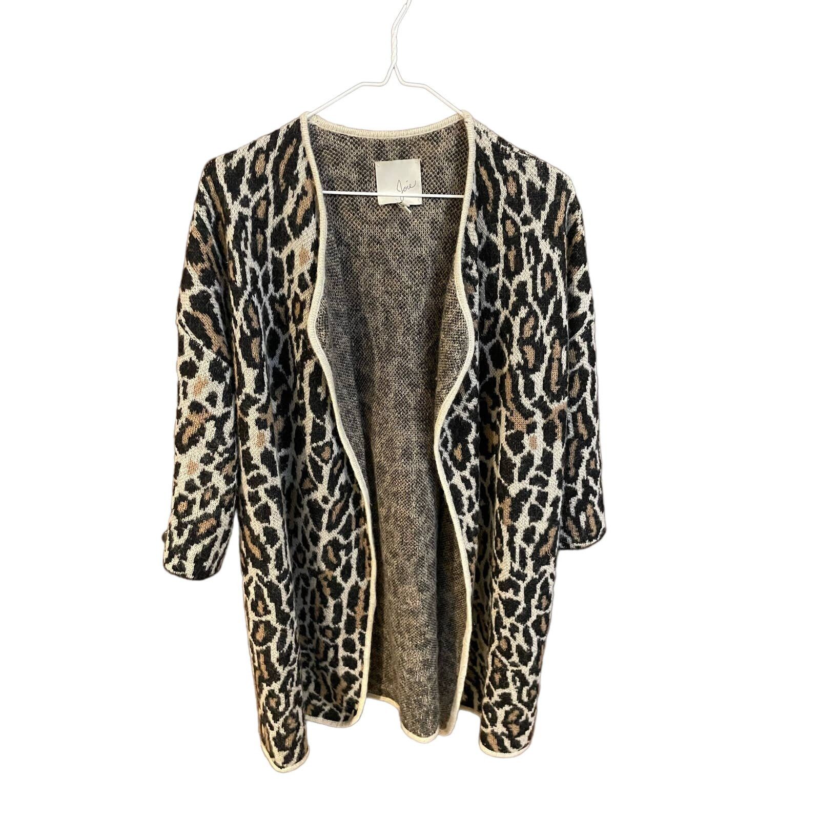 Joie Joie Berit Cardigan Animal Leopard Open Front Wool Blend, XS Size XS / US 0-2 / IT 36-38 - 5 Thumbnail