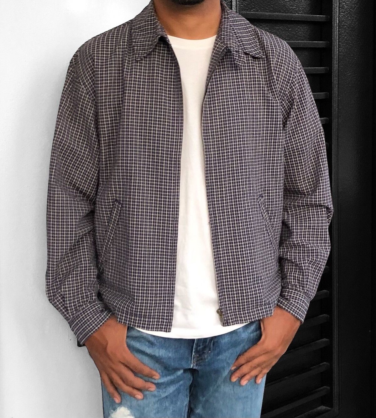 Alexander Julian Colours by Alexander Julian Checkered Cotton Bomber Jacket Size US L / EU 52-54 / 3 - 3 Thumbnail