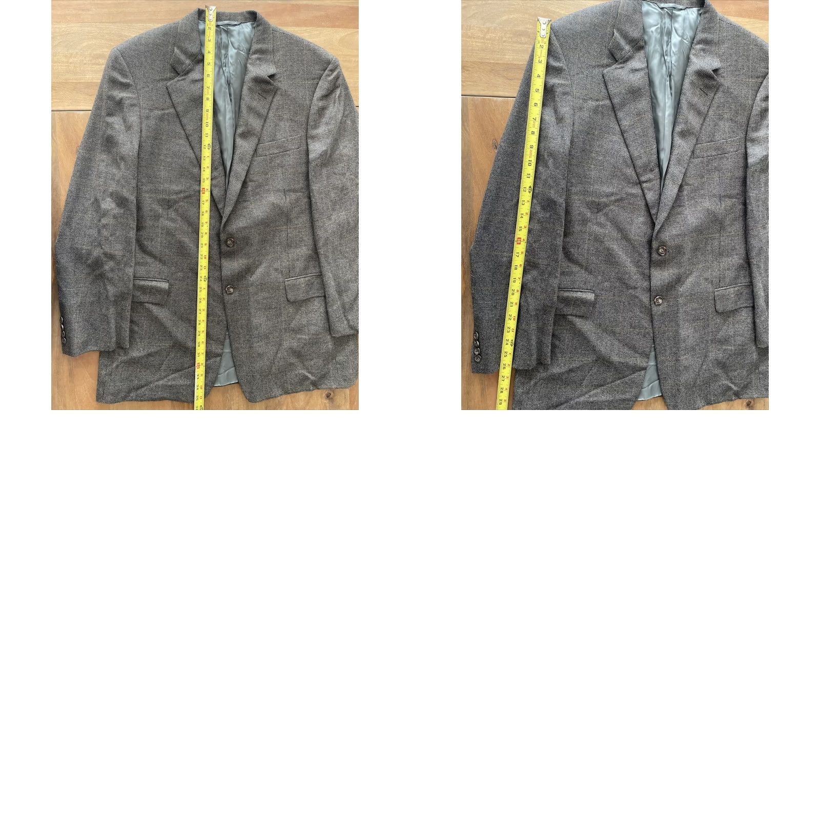 Vintage Hickey Freeman Blazer Sport Coat Mens 44L Plaid Wool Alpaca Gray Notch Long Single-Breasted Two-Button Jacket Size 44R - 8 Thumbnail