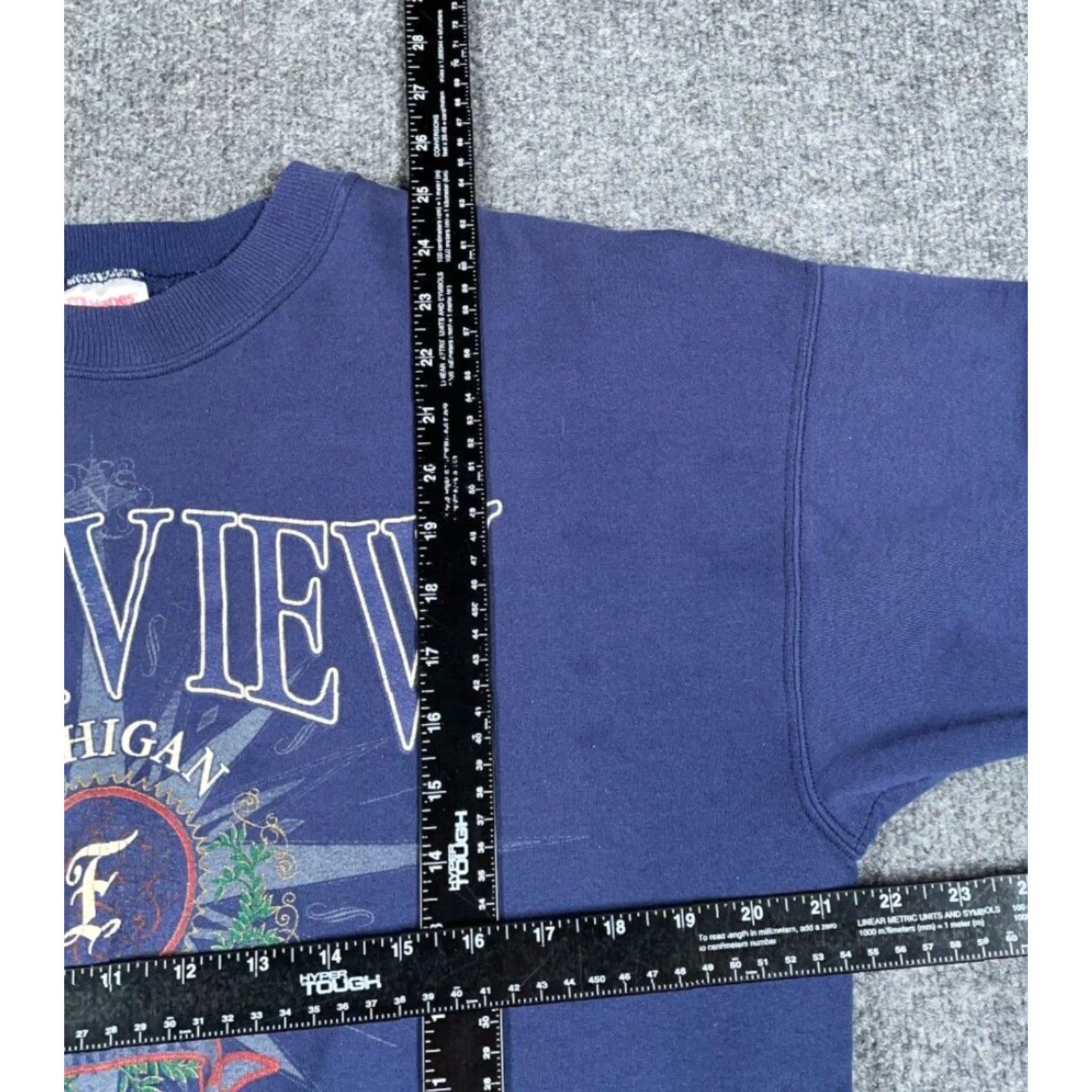 Hanes VTG Hanes Sweatshirt Fairview Michigan 90s Big Print Dark Blue XL Adult Men Size US XL / EU 56 / 4 - 4 Thumbnail