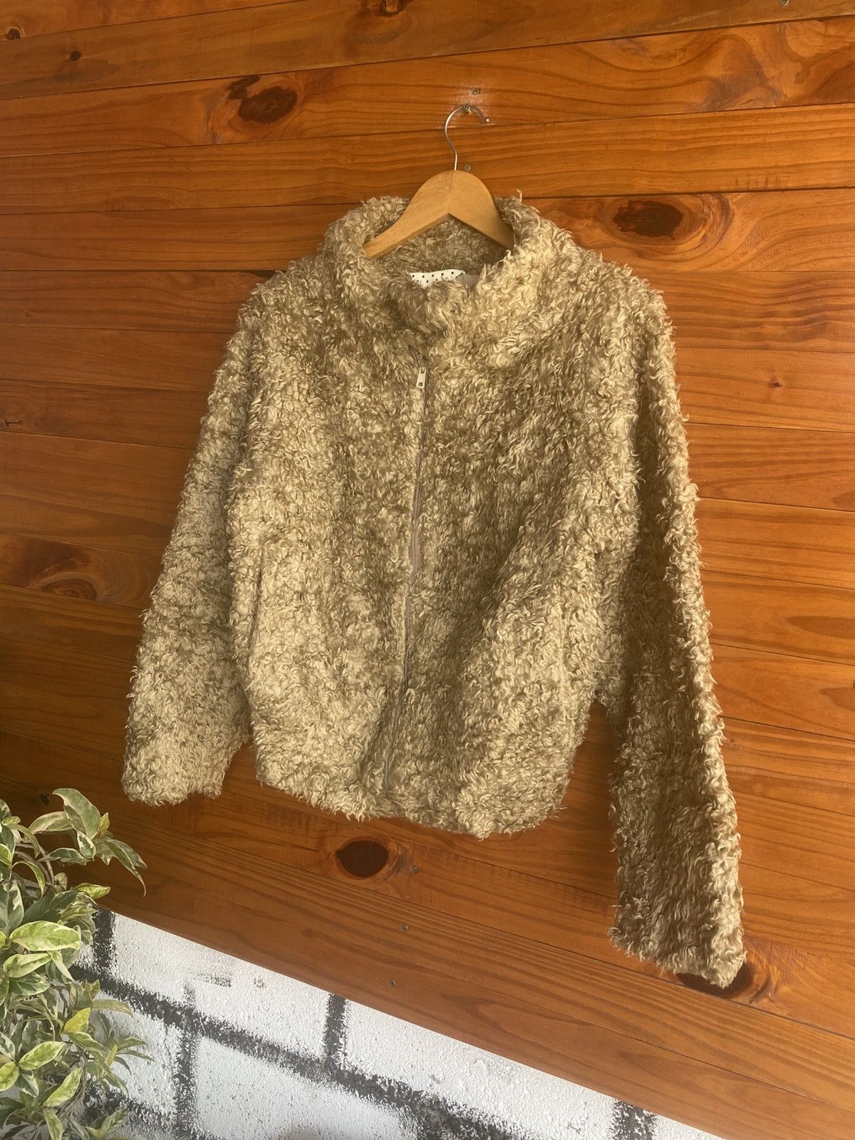 Issey Miyake Vintage Tsumori Chisato Curly Fleece Jacket Beige Japanese Size US M / EU 48-50 / 2 - 4 Thumbnail
