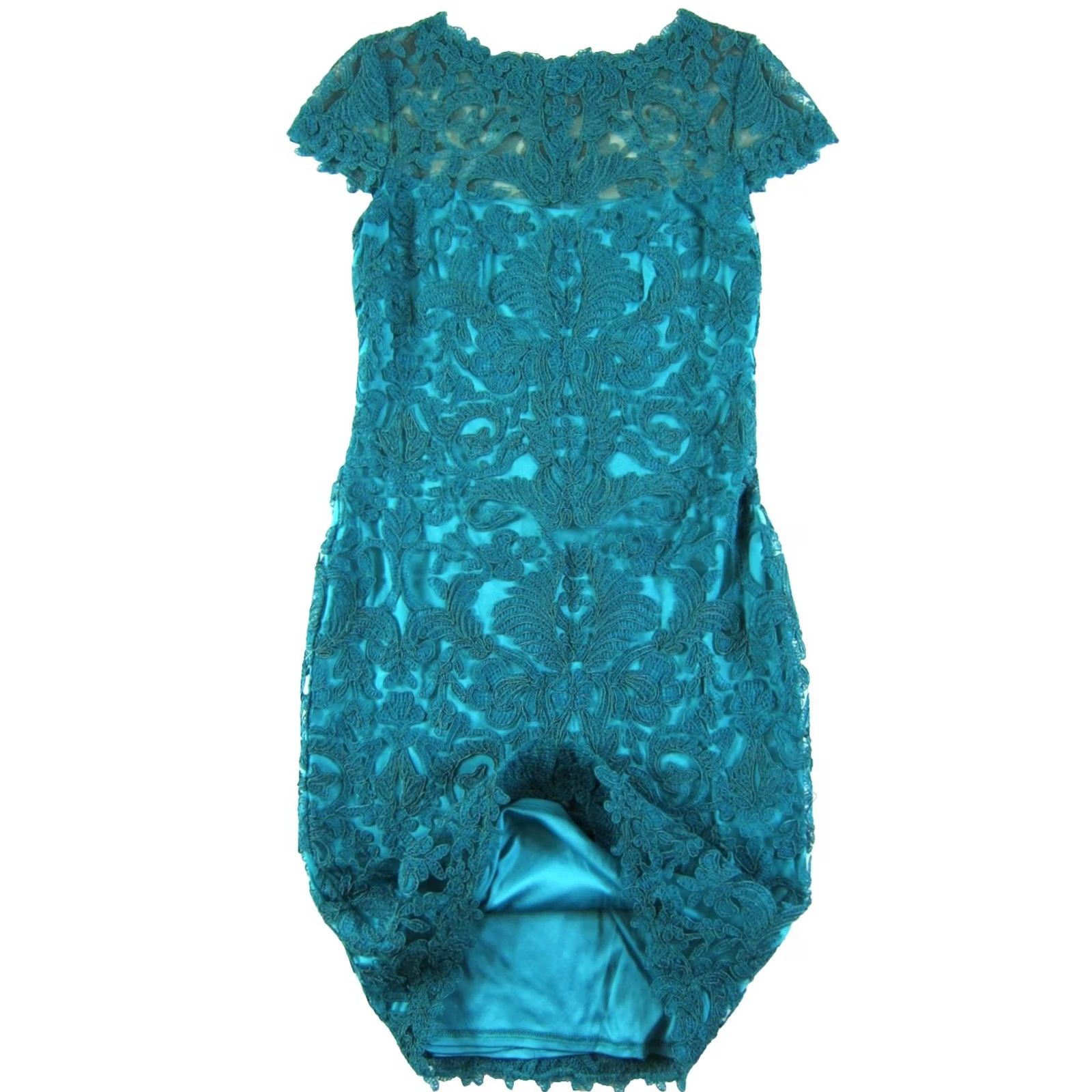 Tadashi Shoji TADASHI SHOJI Dress Green Lace Embroidered Floral Cap Sleeve Shift Size 4 Womens Size S / US 4 / IT 40 - 5 Thumbnail