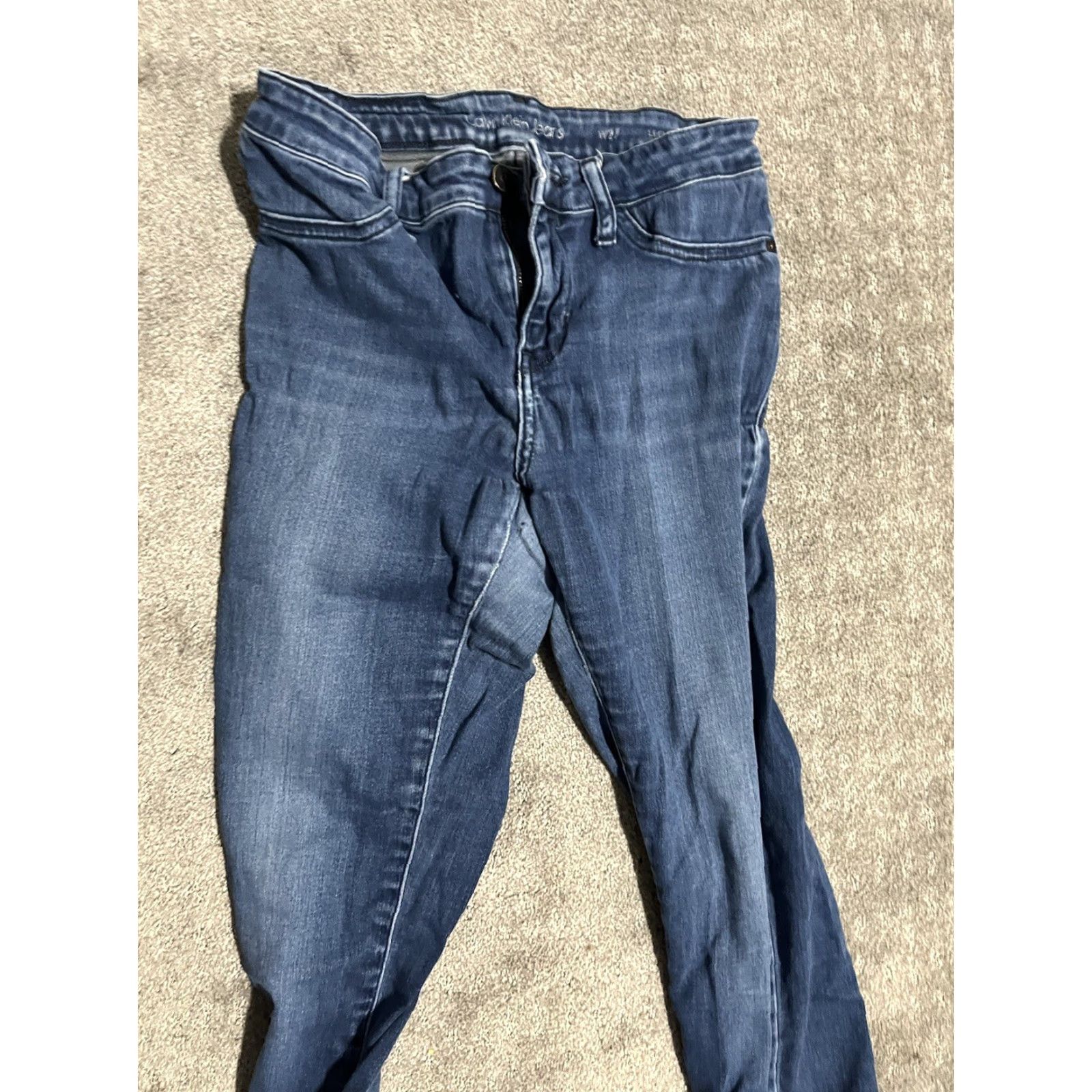 Calvin Klein Calvin Klein Jeans Blue Denim 27 Womens Mid Rise Straight Leg Regular Inseam 29 in Cotton Polyester Spandex Dark Wash Pants Size 27" / US 4 / IT 40 - 2 Thumbnail