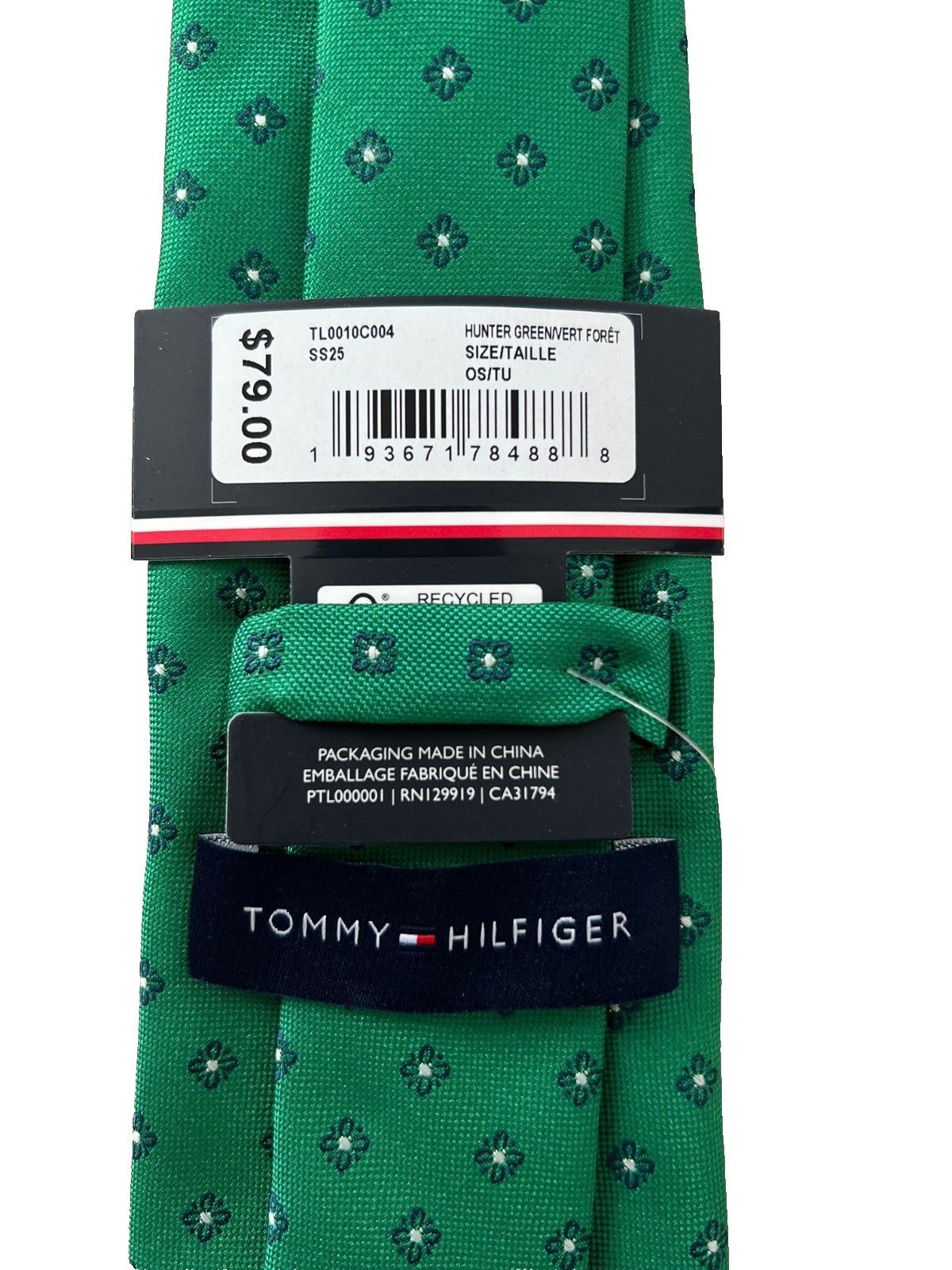 Tommy Hilfiger Tommy Hilfiger Hunter Green Floral Tie Size ONE SIZE - 3 Thumbnail
