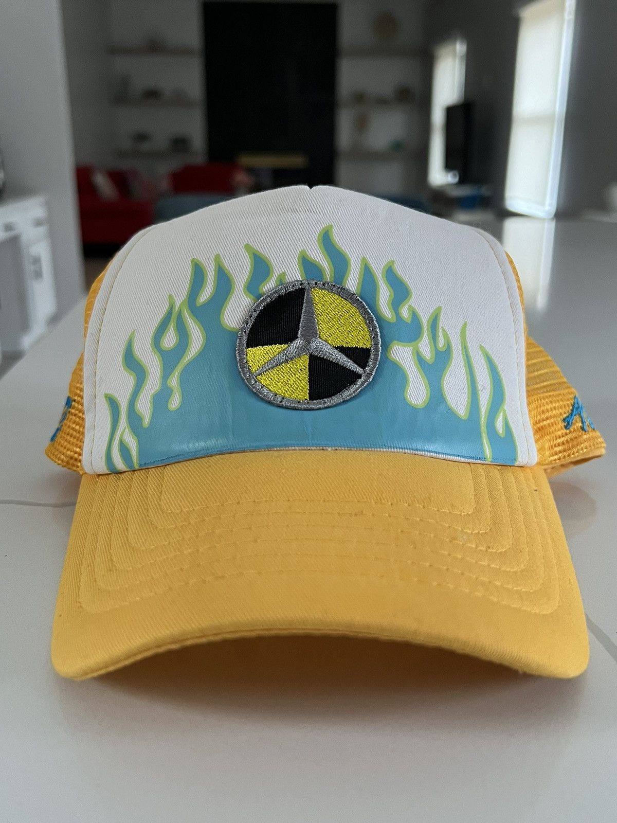 image of Asap Rocky x Awge A$Ap Rocky Awge Sxsw Mercedes Benz Trucker Hat in White, Men's