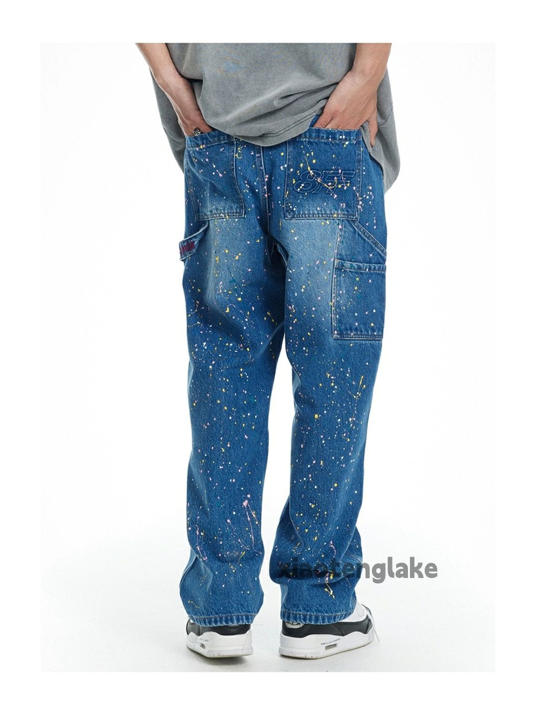 washed faded y2k skate hiphop paint carpenter jeans