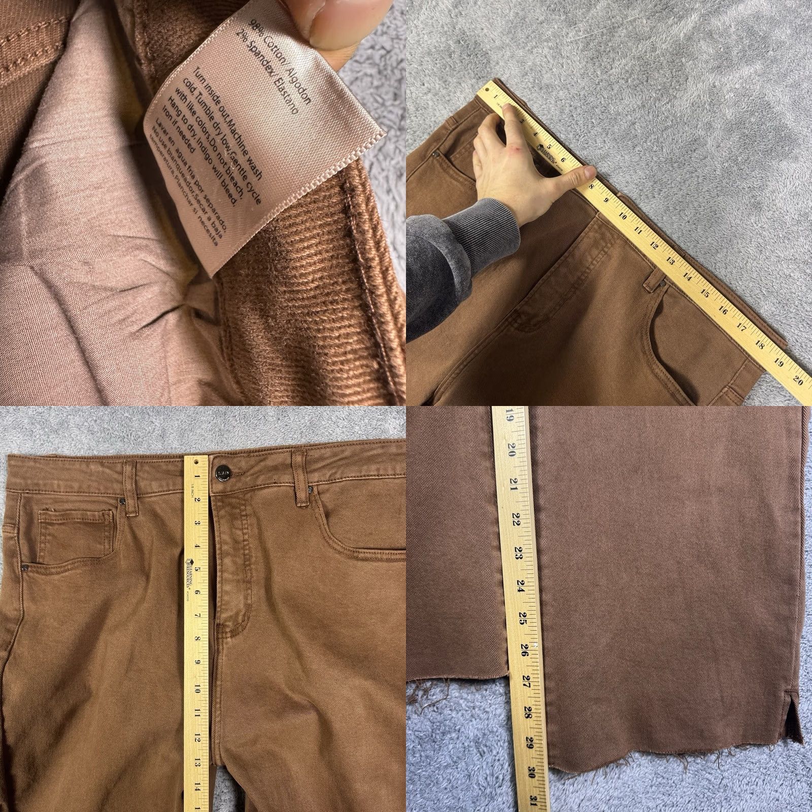 Vintage Risen Womens 2XL Wide Leg High Rise Tummy Control Raw Hem Denim Brown - New with Back Tag Size 40" / US 18 - 8 Thumbnail