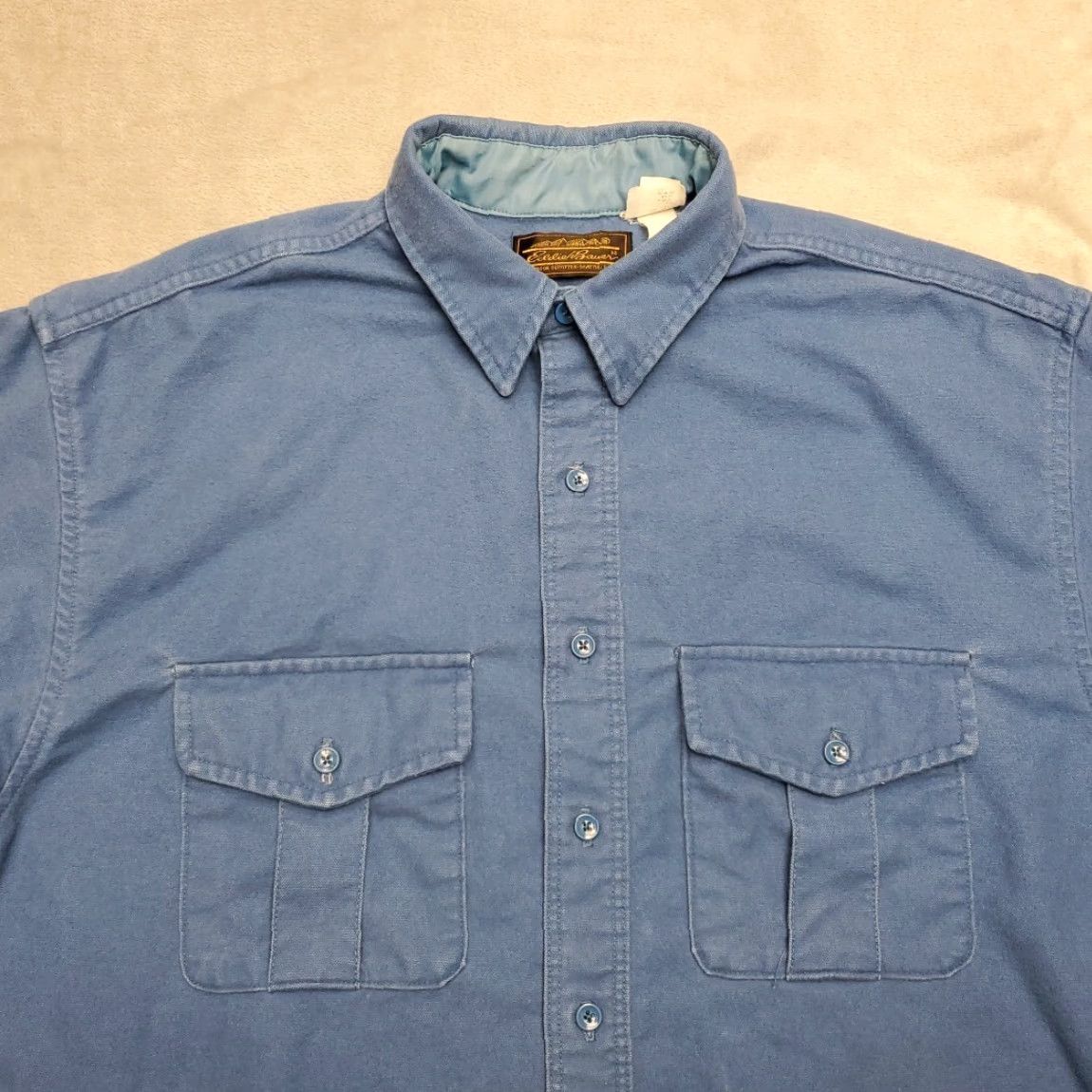 Eddie Bauer VINTAGE Eddie Bauer Shirt Mens XLT Blue 100% Cotton Flannel Chamois Outdoor Gorp Casual Button-Up Size US XL / EU 56 / 4 - 2 Thumbnail