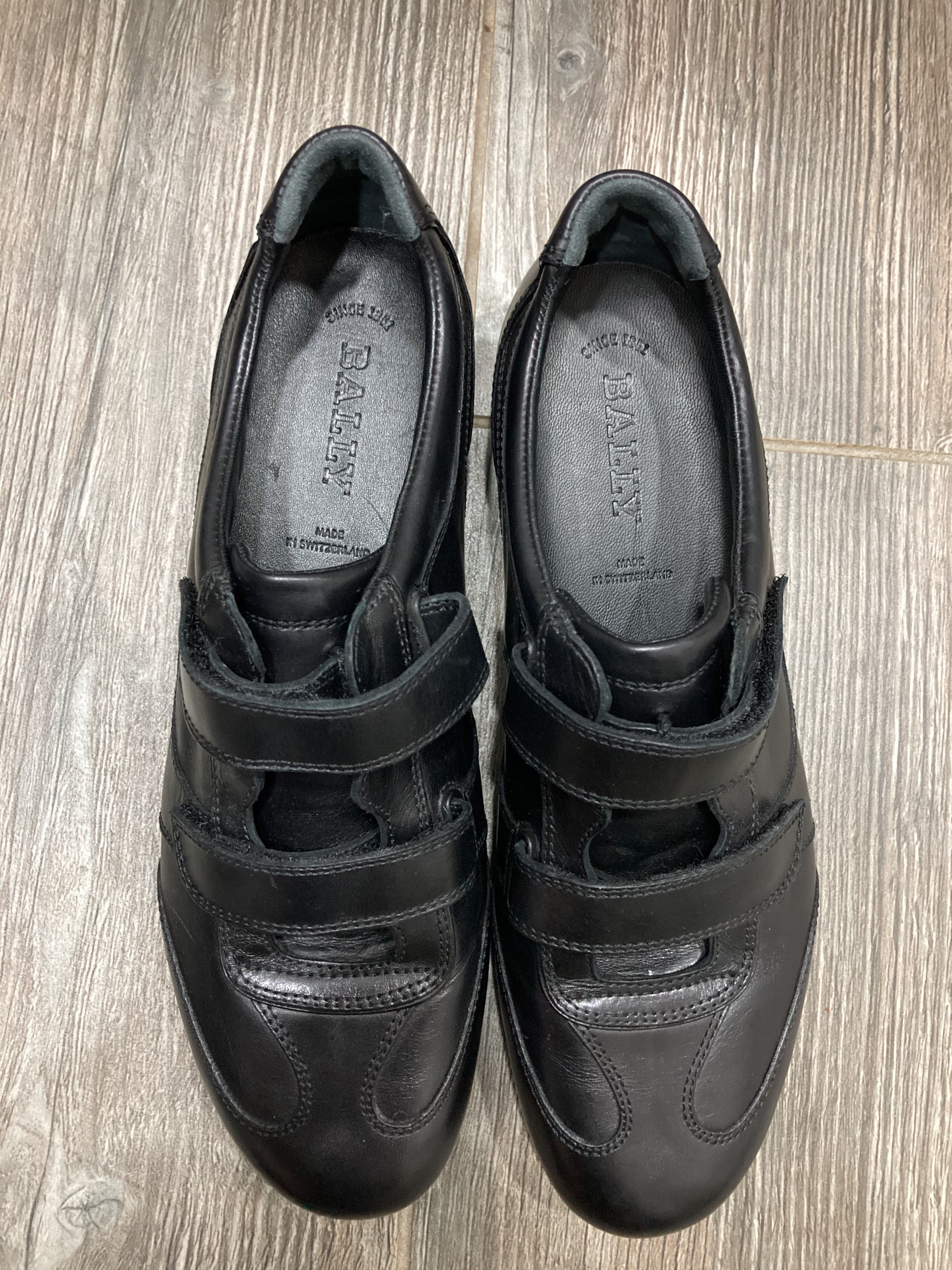 Bally Bally black leather low top sneakers with two straps across Size US 8 / IT 38 - 4 Thumbnail